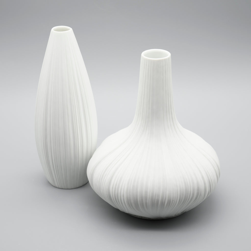 Porcelain Vase Duo “Plissée” – Martin Freyer for Rosenthal, 1968