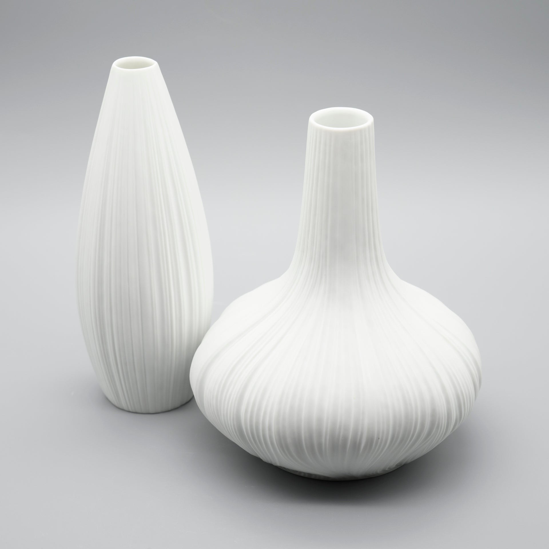 Porcelain Vase Duo “Plissée” – Martin Freyer for Rosenthal, 1968