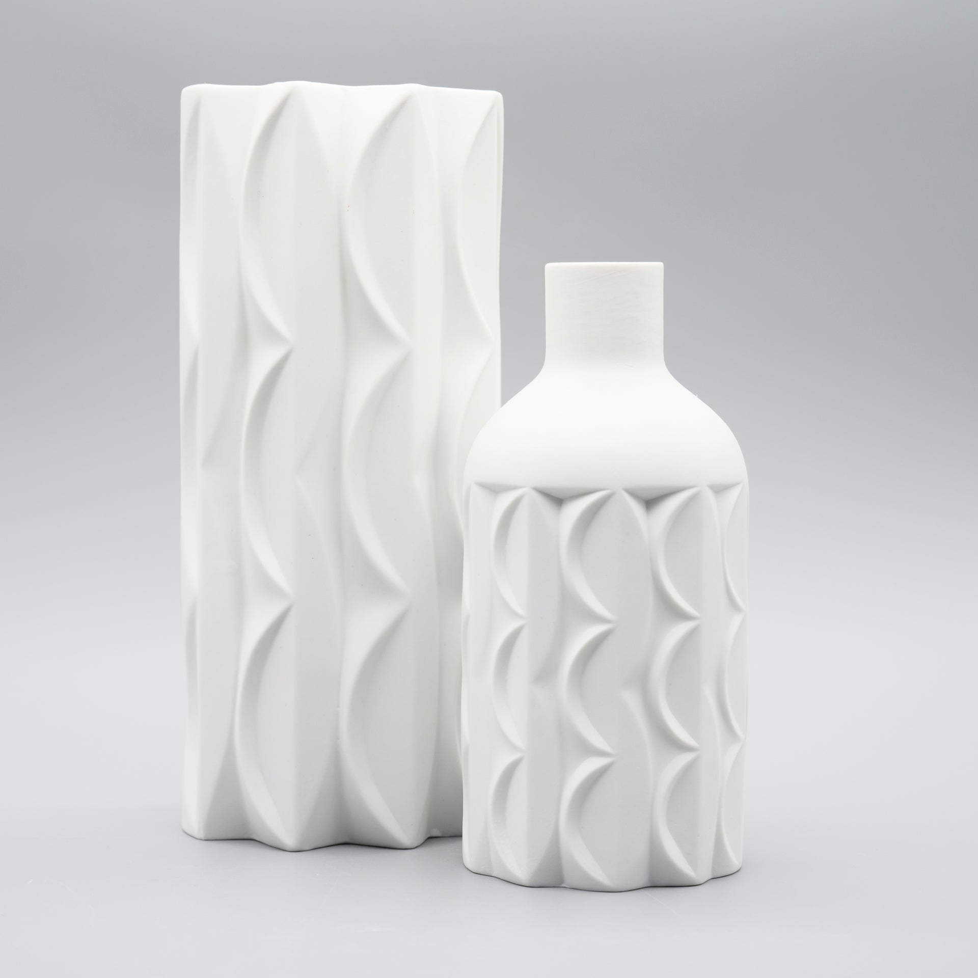 Bisque Porcelain Vase Duo – Werner Uhl for Scherzer Bavaria, 1960s–1970s