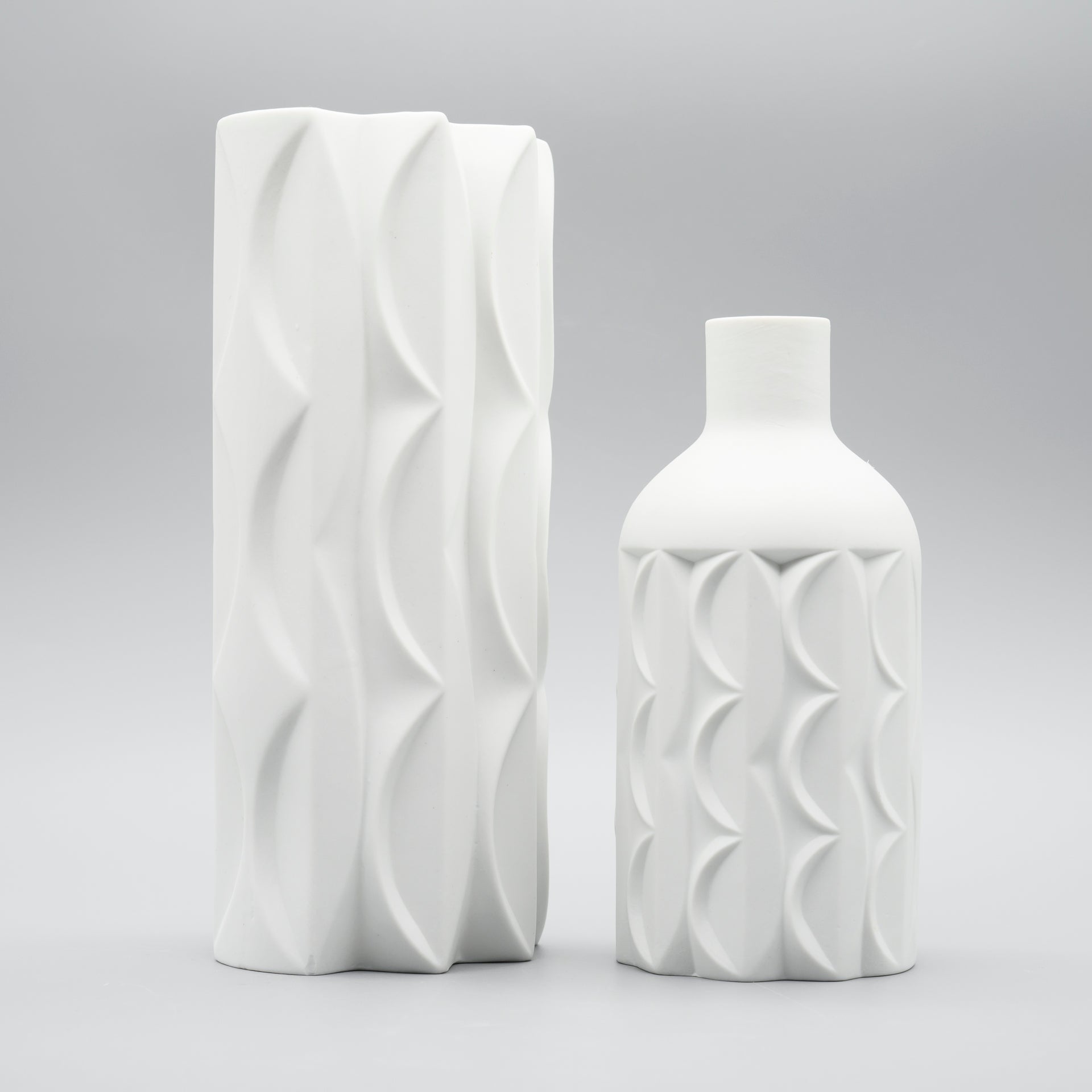 Bisque Porcelain Vase Duo – Werner Uhl for Scherzer Bavaria, 1960s–1970s