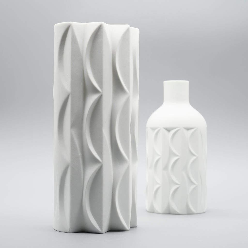 Bisque Porcelain Vase Duo – Werner Uhl for Scherzer Bavaria, 1960s–1970s