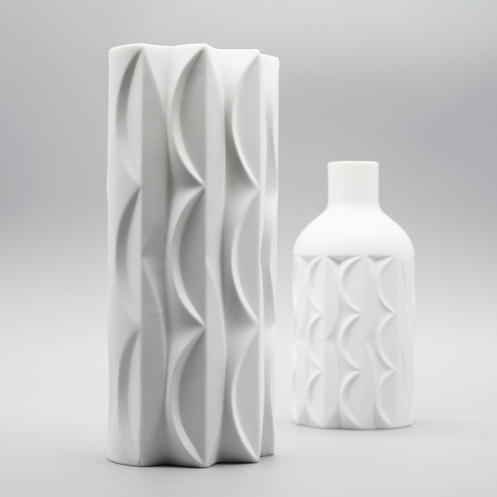 Bisque Porcelain Vase Duo – Werner Uhl for Scherzer Bavaria, 1960s–1970s
