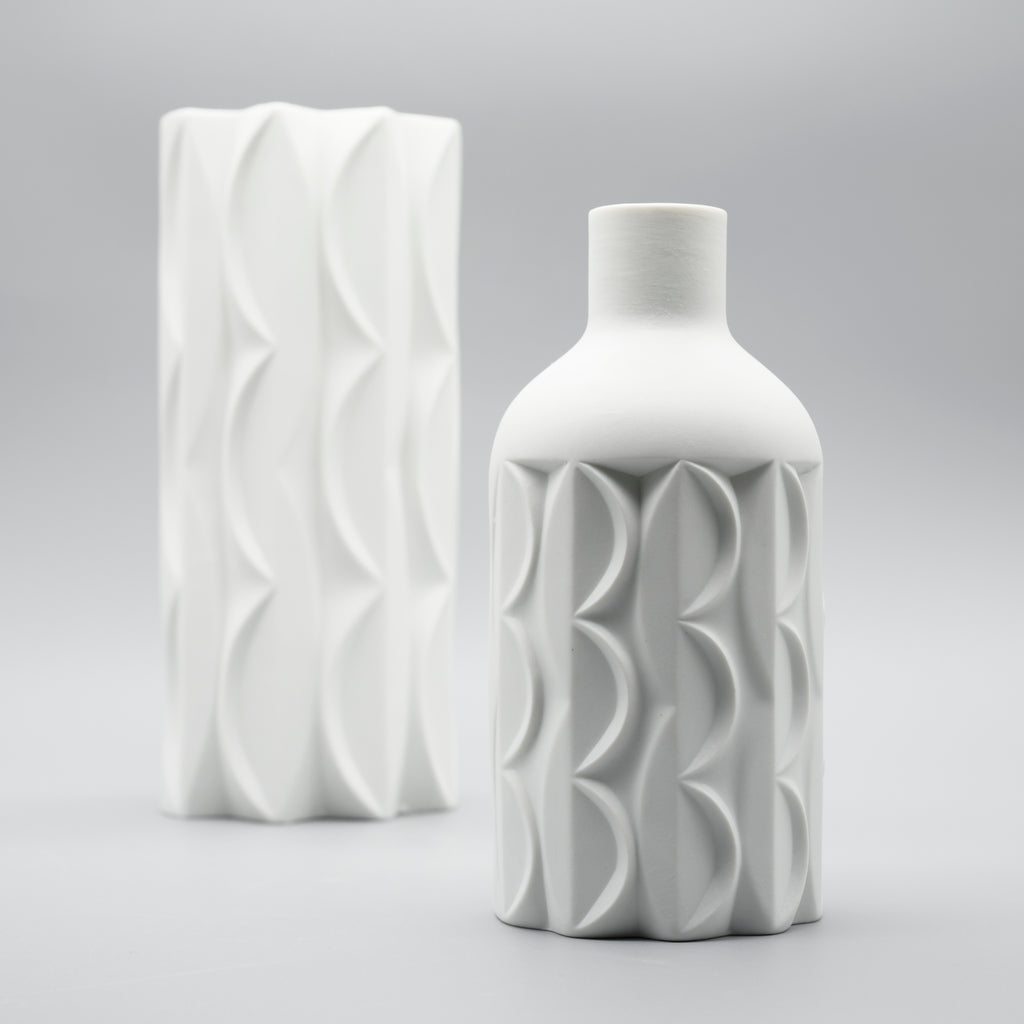 Bisque Porcelain Vase Duo – Werner Uhl for Scherzer Bavaria, 1960s–1970s