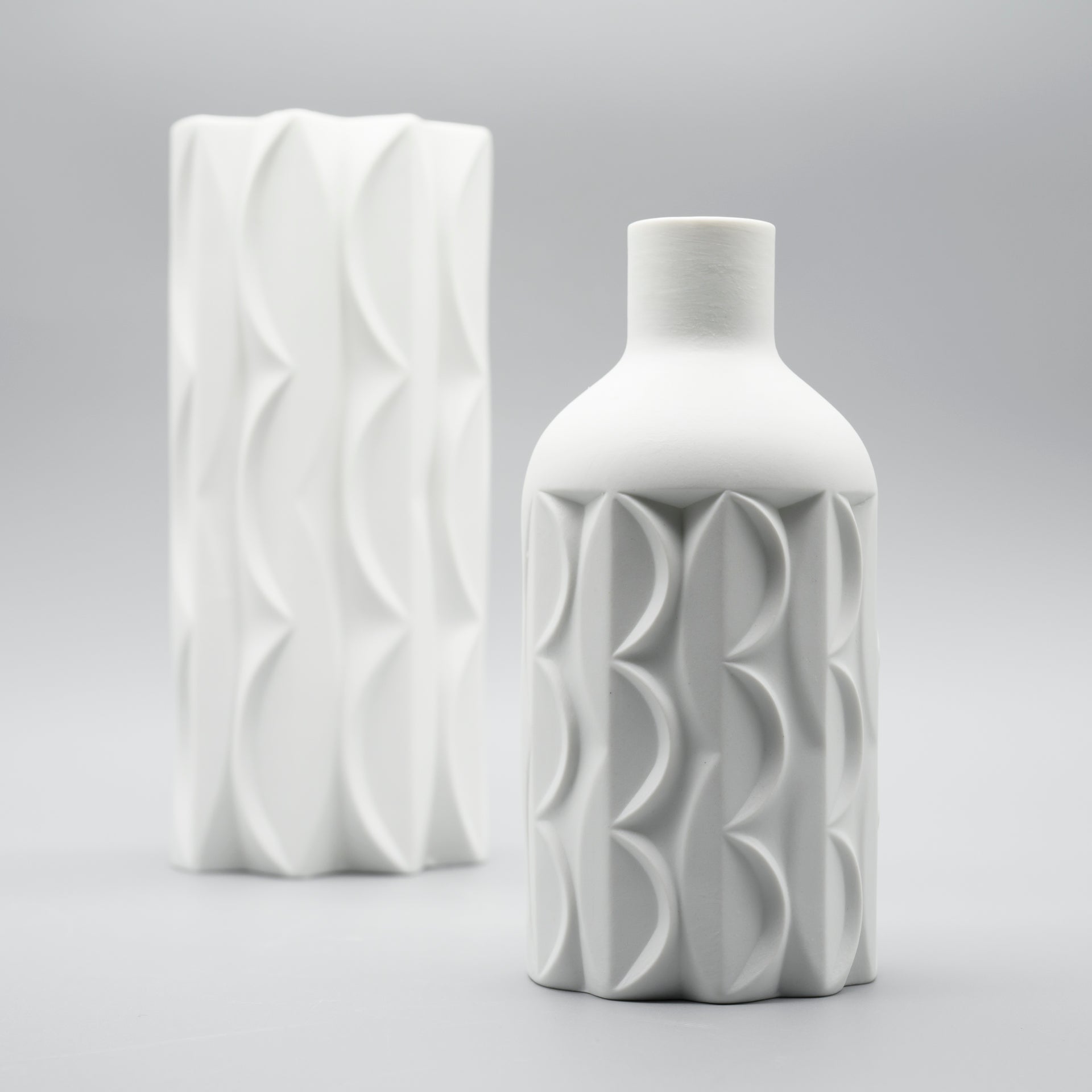 Bisque Porcelain Vase Duo – Werner Uhl for Scherzer Bavaria, 1960s–1970s