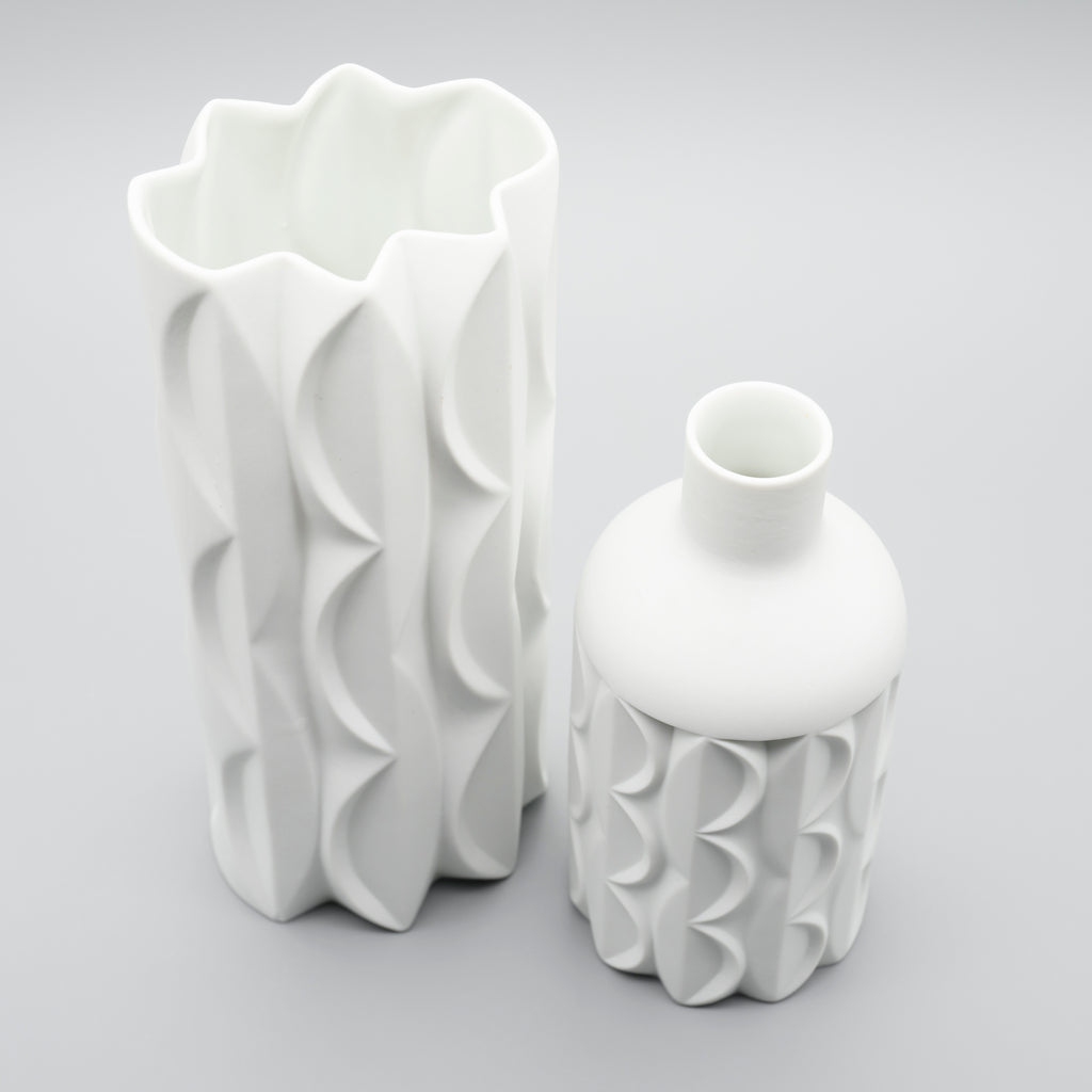 Bisque Porcelain Vase Duo – Werner Uhl for Scherzer Bavaria, 1960s–1970s