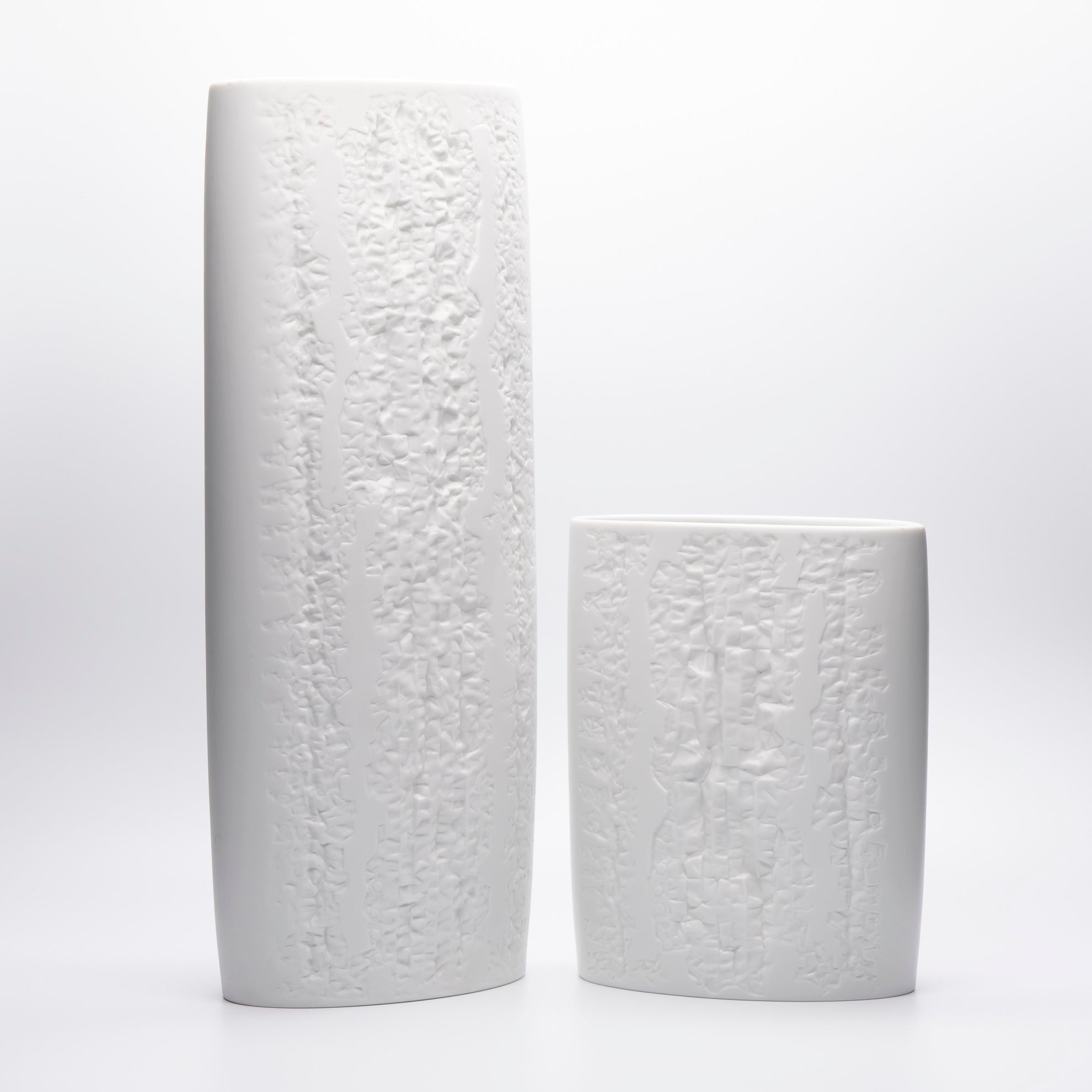 White Bisque Porcelain Vase Duo – Martin Freyer for Rosenthal, 1960s