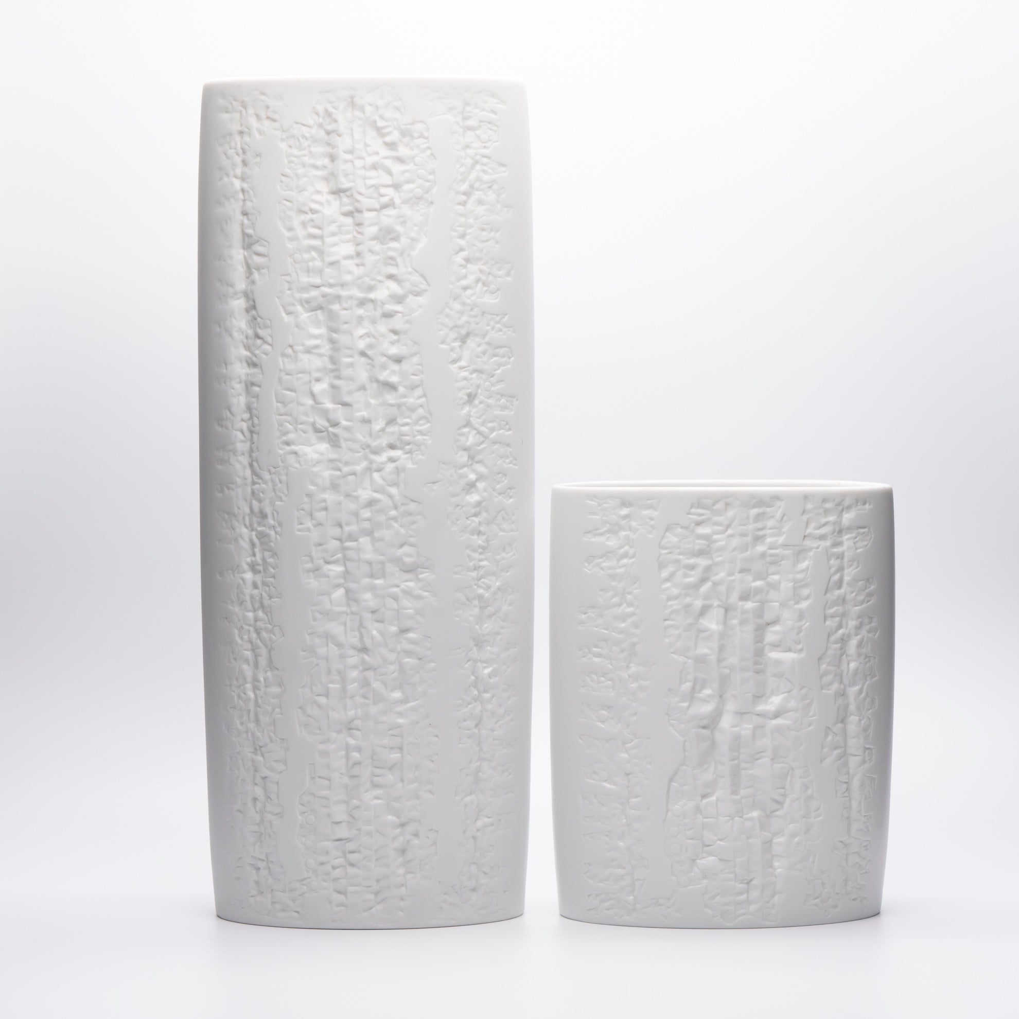 White Bisque Porcelain Vase Duo – Martin Freyer for Rosenthal, 1960s
