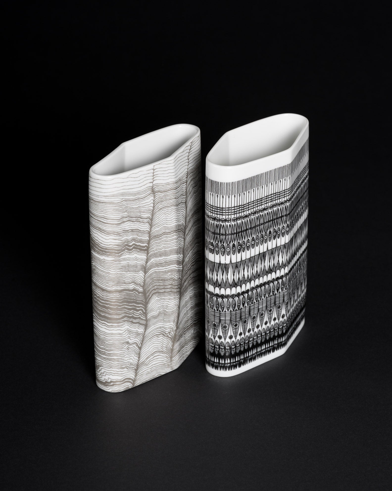 Contrasting Porcelain Vase Duo – Tapio Wirkkala, Alain Le Foll and Hans Theo Baumann for Rosenthal, 1970s–1980s