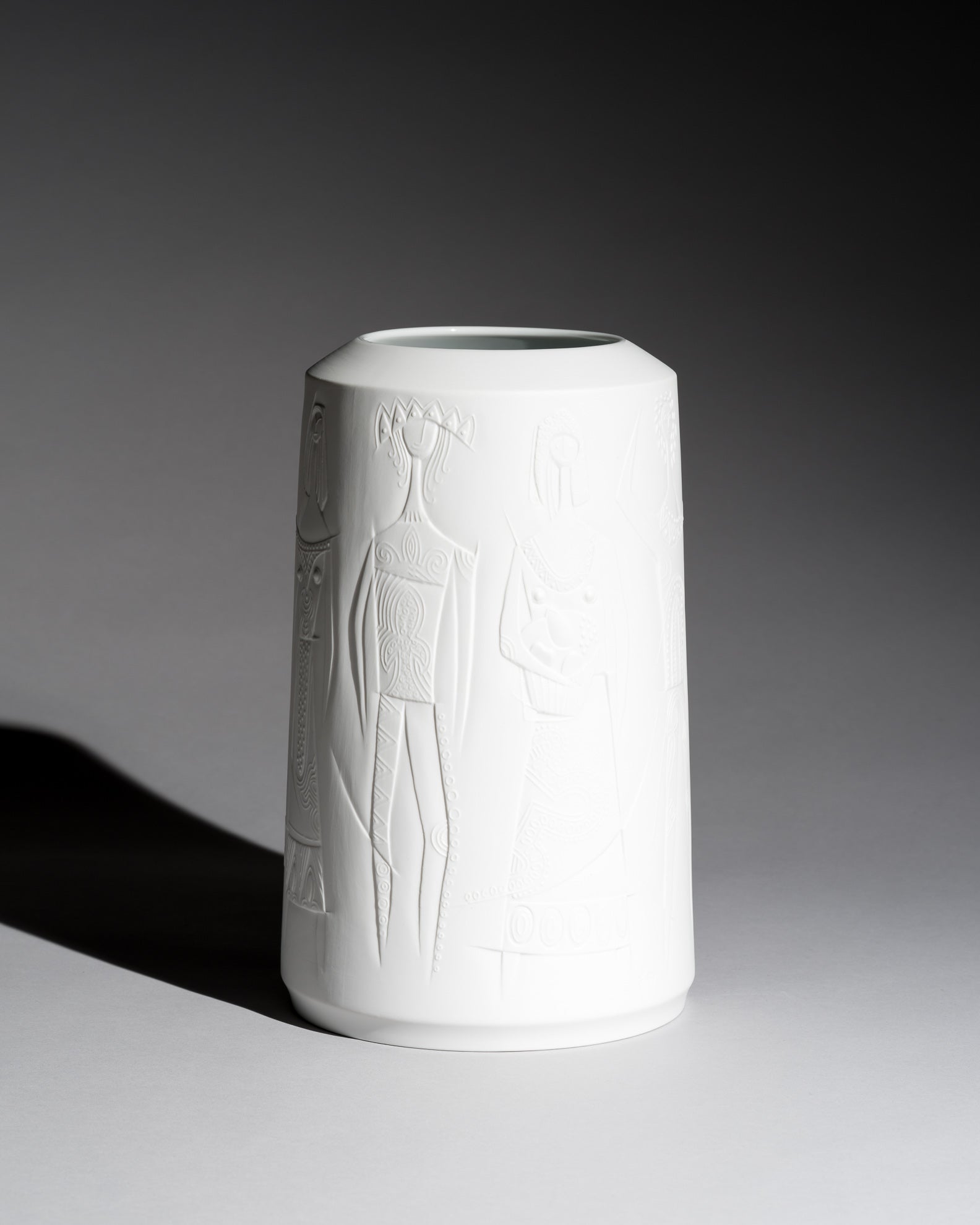 Figural Relief Bisque Porcelain Vase - Cuno Fischer for Hutschenreuther, 1969