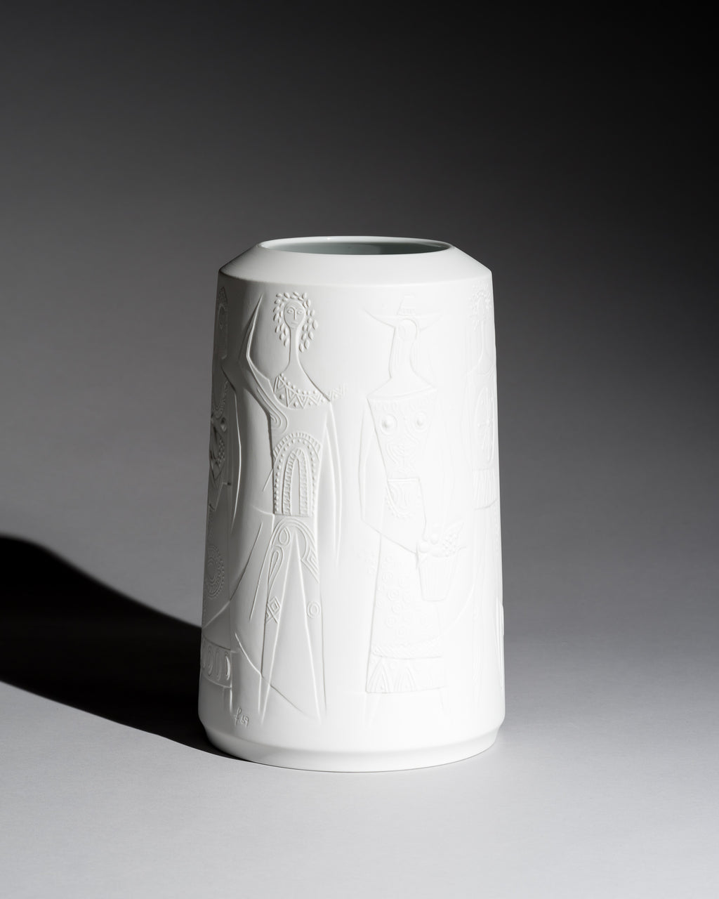 Figural Relief Bisque Porcelain Vase - Cuno Fischer for Hutschenreuther, 1969
