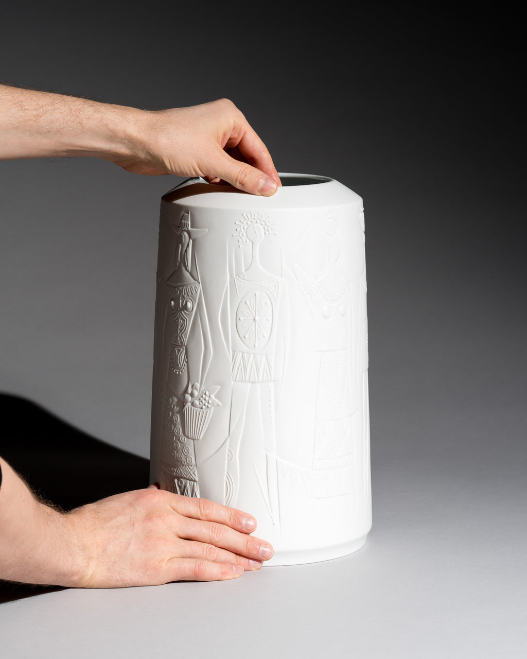 Figural Relief Bisque Porcelain Vase - Cuno Fischer for Hutschenreuther, 1969