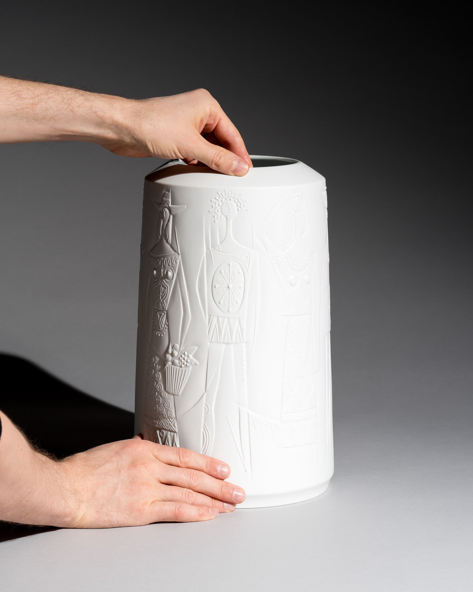 Figural Relief Bisque Porcelain Vase - Cuno Fischer for Hutschenreuther, 1969