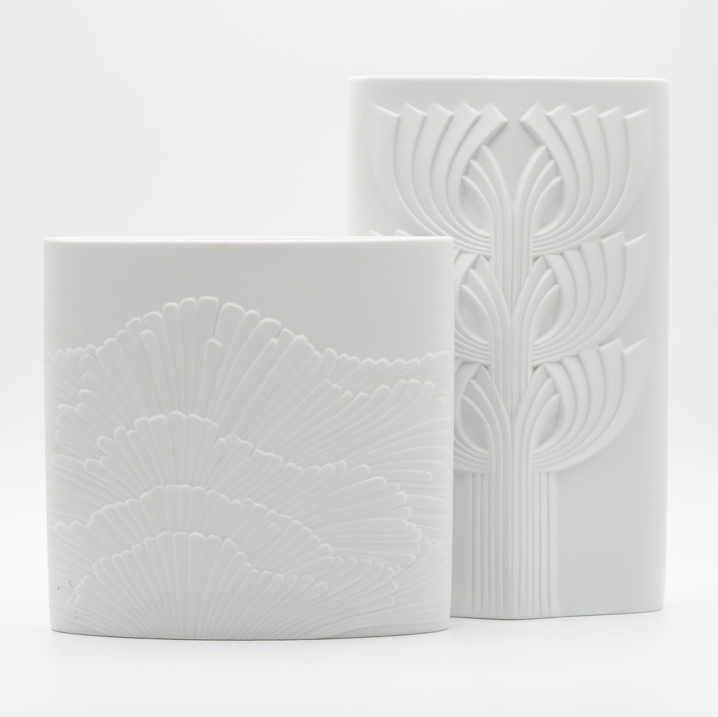 Tree of Life & Anemone Bisque Porcelain Vase Duo – Rosemonde Nairac for Rosenthal, 1970s