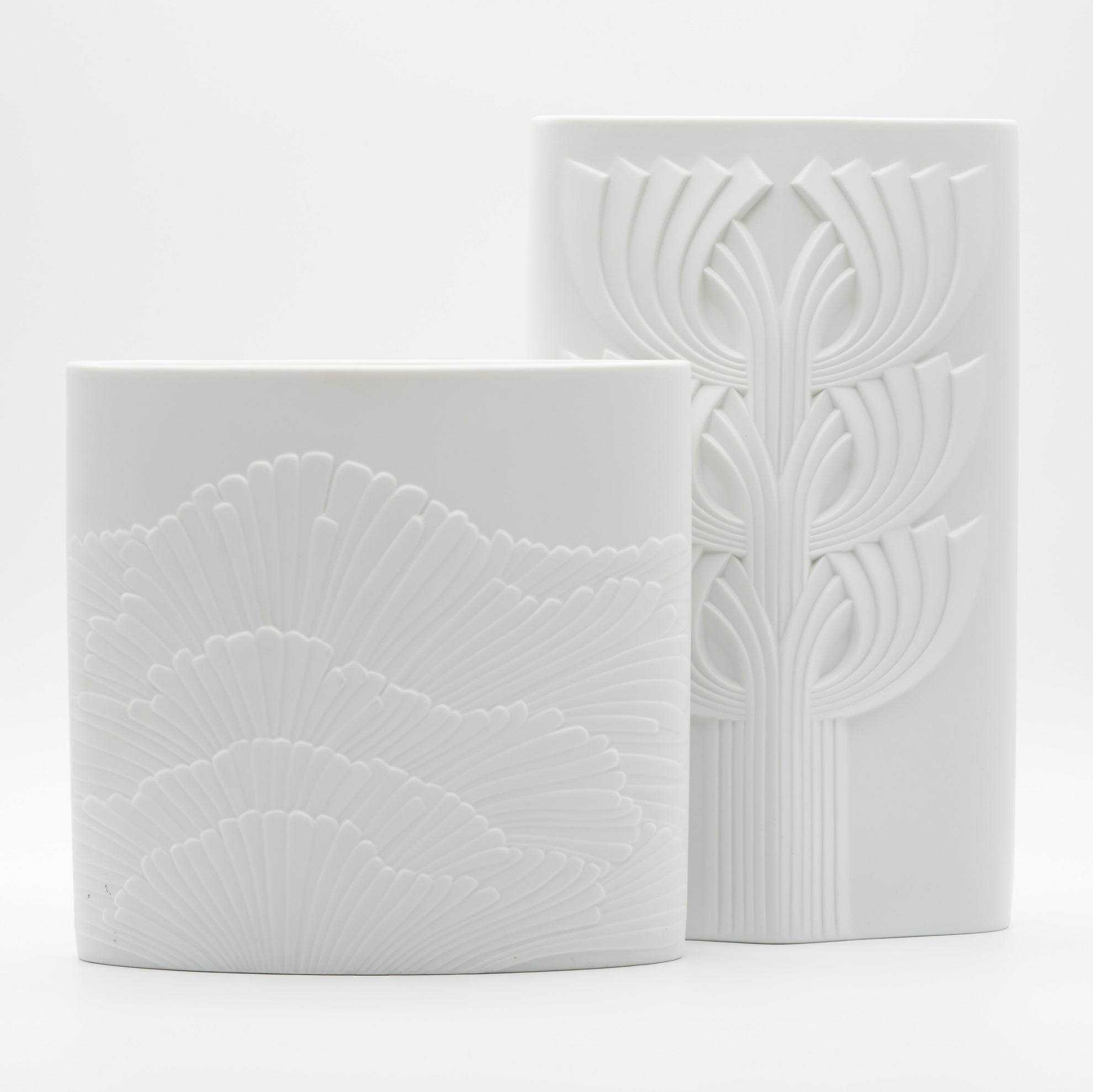 Tree of Life & Anemone Bisque Porcelain Vase Duo – Rosemonde Nairac for Rosenthal, 1970s