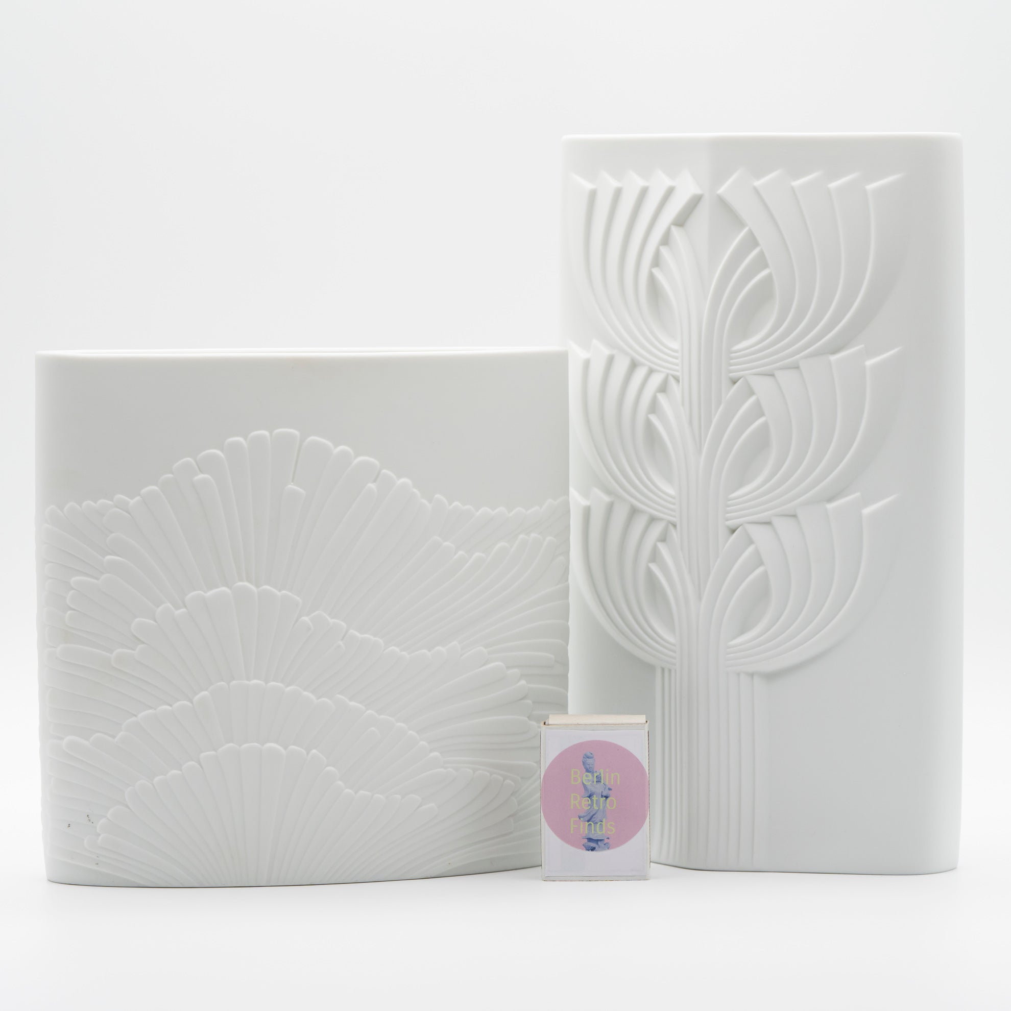Tree of Life & Anemone Bisque Porcelain Vase Duo – Rosemonde Nairac for Rosenthal, 1970s