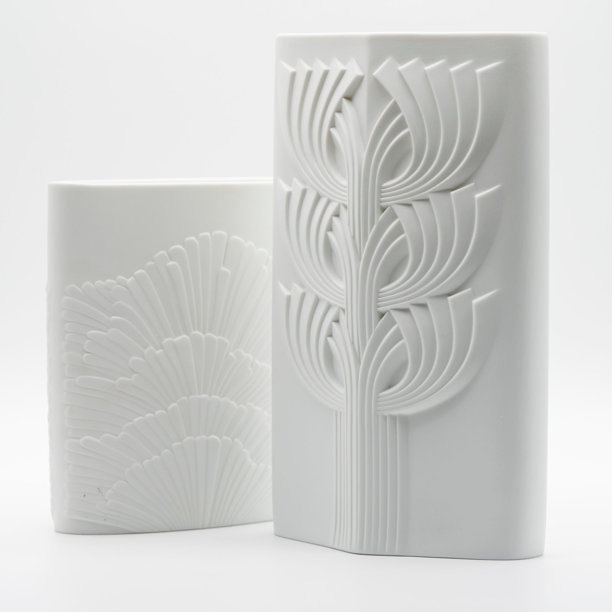 Tree of Life & Anemone Bisque Porcelain Vase Duo – Rosemonde Nairac for Rosenthal, 1970s