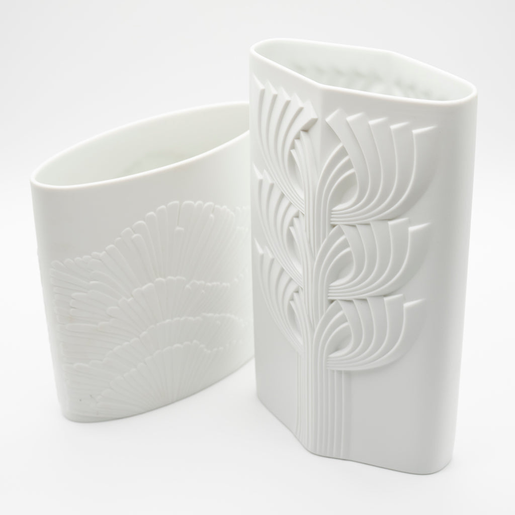 Tree of Life & Anemone Bisque Porcelain Vase Duo – Rosemonde Nairac for Rosenthal, 1970s