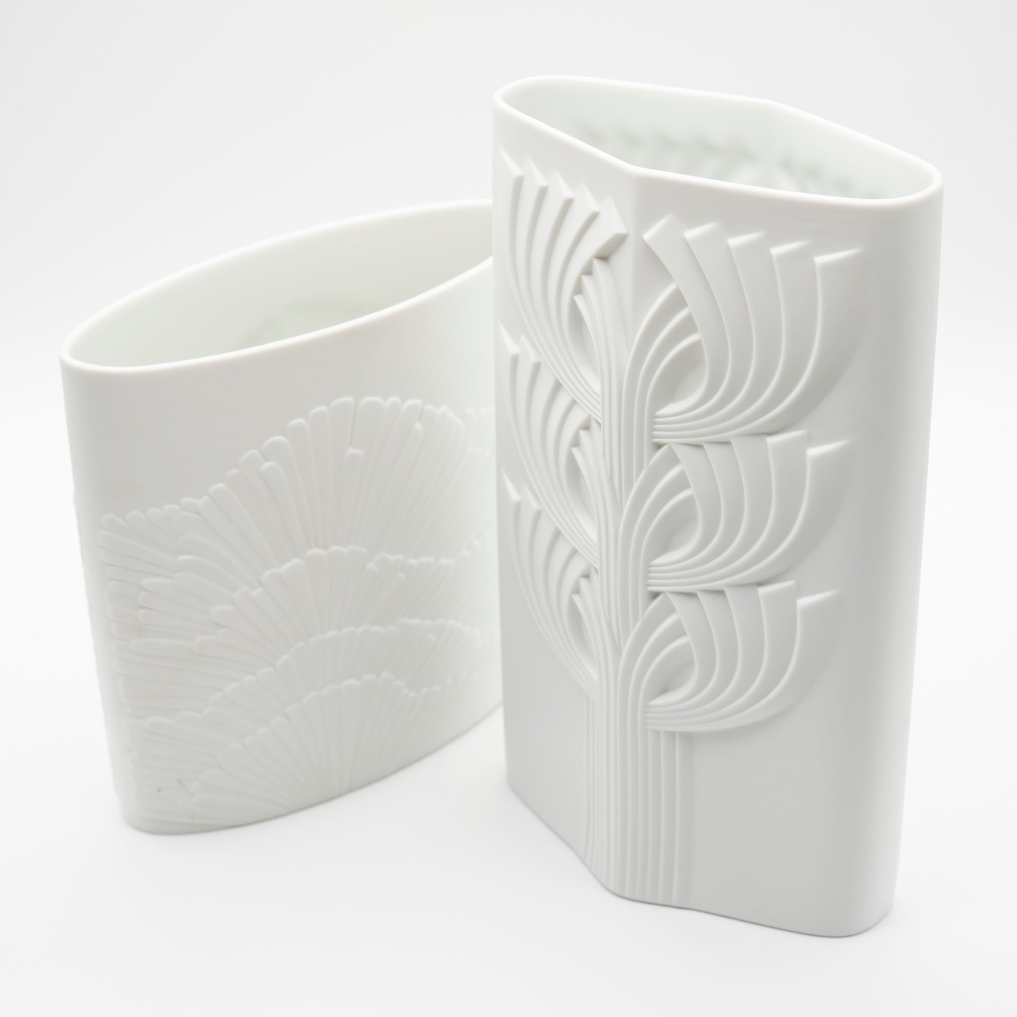 Tree of Life & Anemone Bisque Porcelain Vase Duo – Rosemonde Nairac for Rosenthal, 1970s