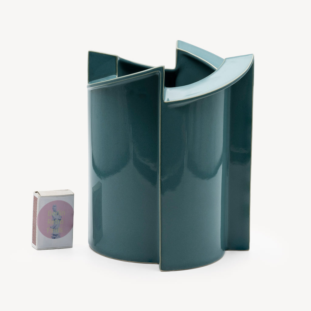 Windmill Turquoise Porcelain Vase Duo – Jan van der Vaart for Rosenthal, 1988