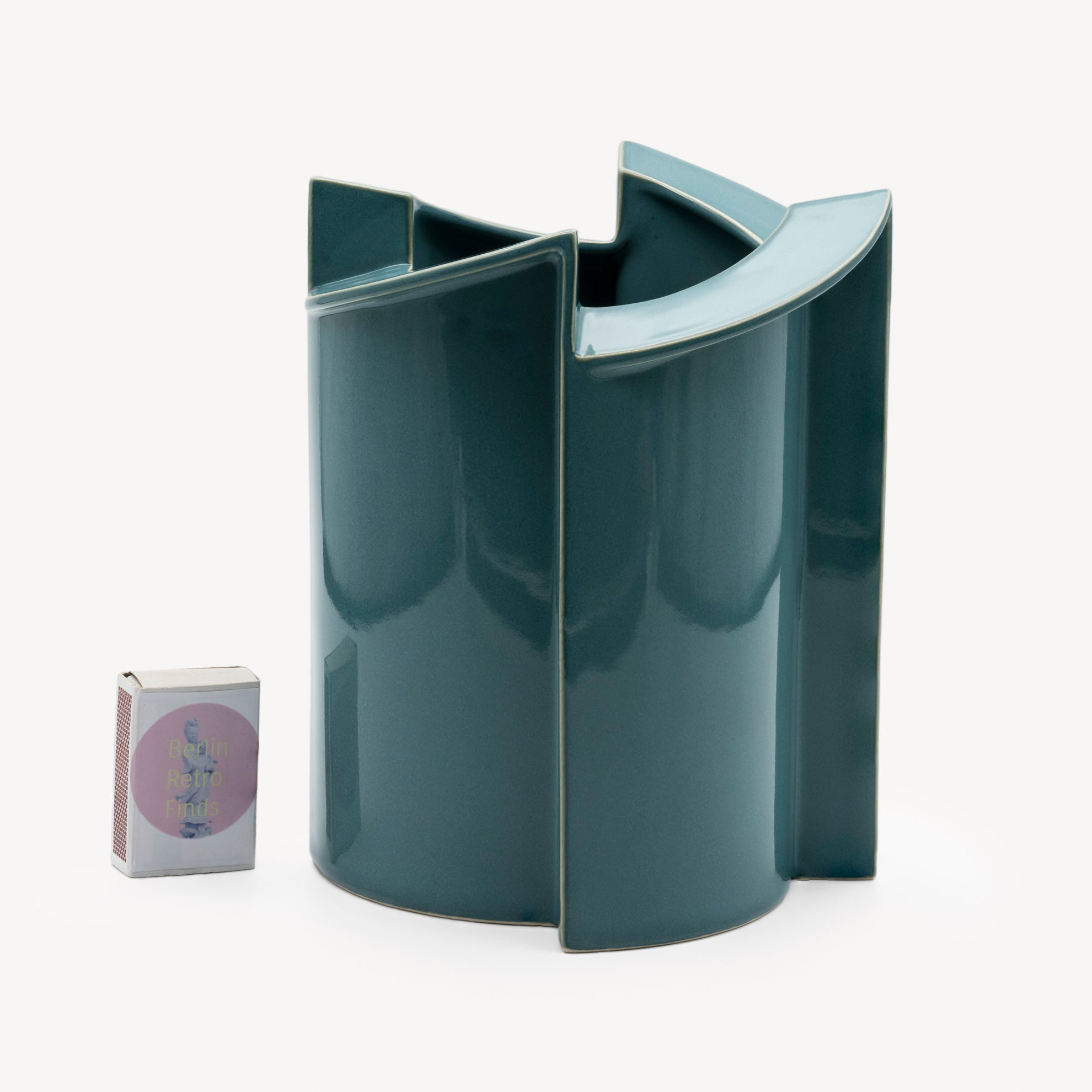 Windmill Turquoise Porcelain Vase Duo – Jan van der Vaart for Rosenthal, 1988