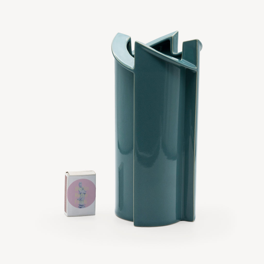 Windmill Turquoise Porcelain Vase Duo – Jan van der Vaart for Rosenthal, 1988