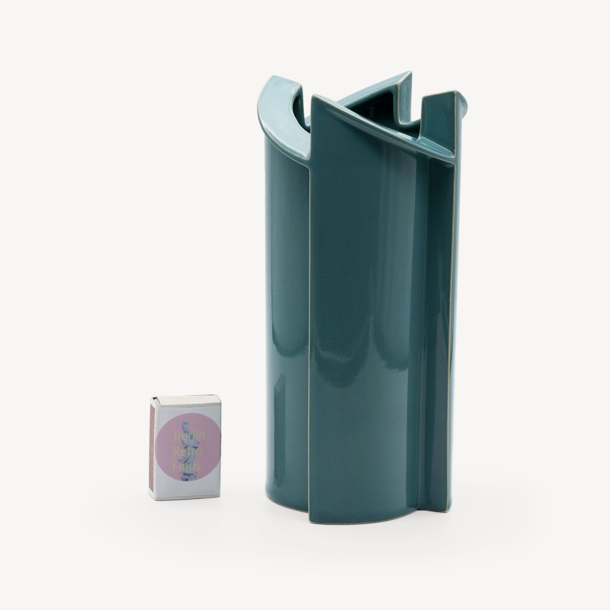 Windmill Turquoise Porcelain Vase Duo – Jan van der Vaart for Rosenthal, 1988