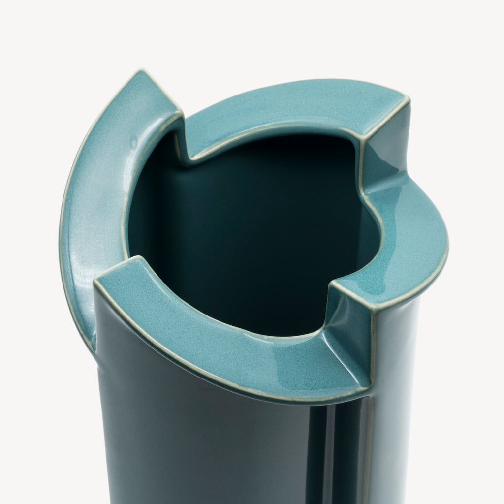 Windmill Turquoise Porcelain Vase Duo – Jan van der Vaart for Rosenthal, 1988