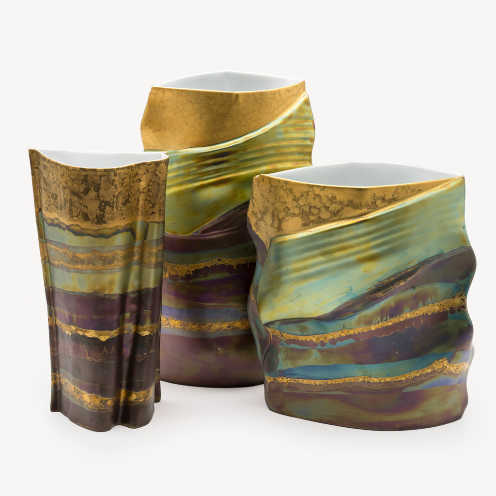 Porcelain Vase Trio – Johan van Loon & Helmut Drexler for Rosenthal, 1980/90s