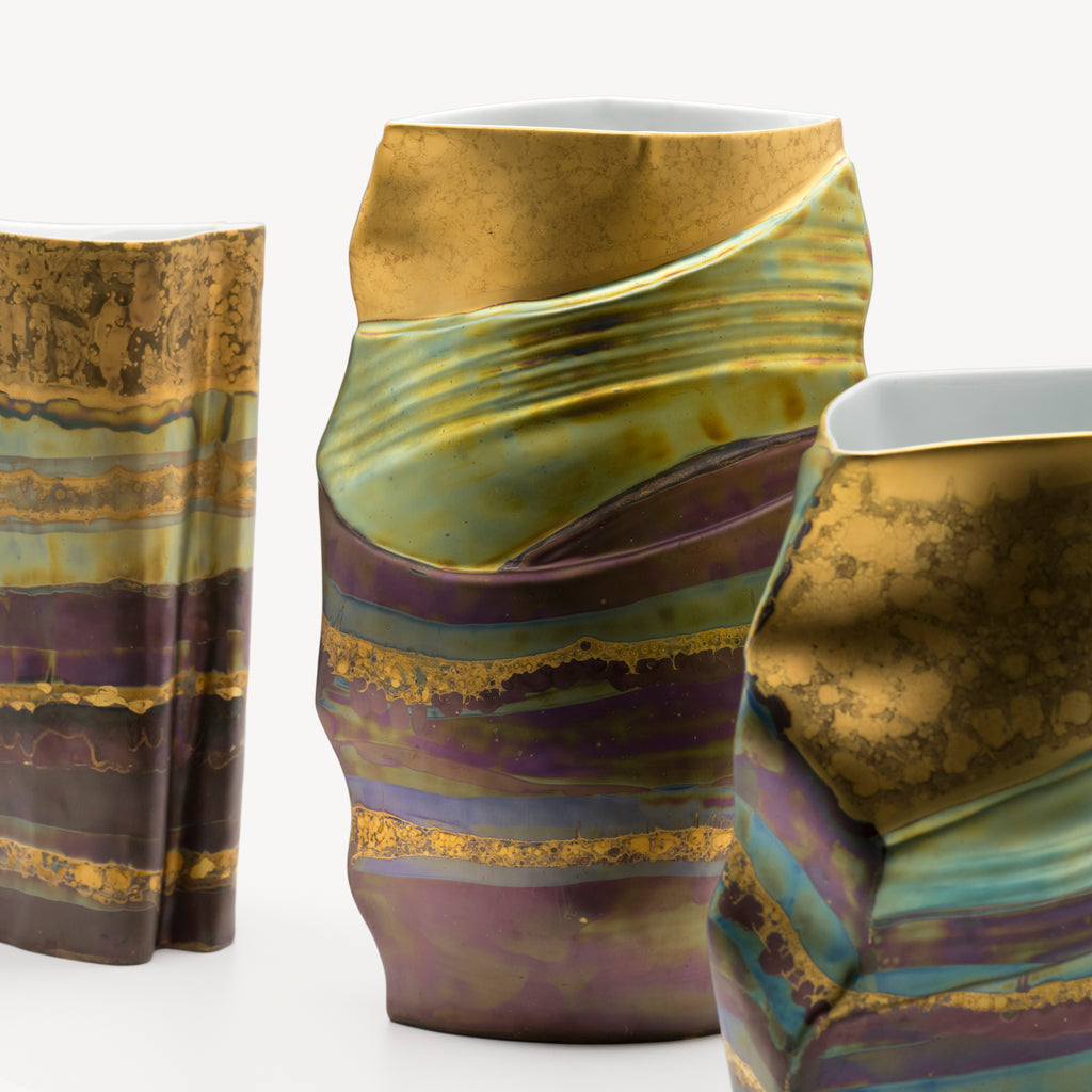 Porcelain Vase Trio – Johan van Loon & Helmut Drexler for Rosenthal, 1980/90s