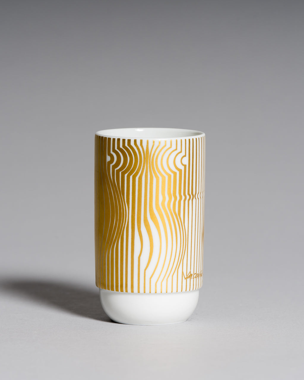 Gold Porcelain Mini Vase – Victor Vasarely for Rosenthal, 1988