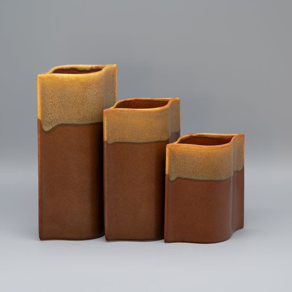 Pillowcase Ceramic Vase Trio – Karl & Ursula Scheid for Rosenthal, 1980s