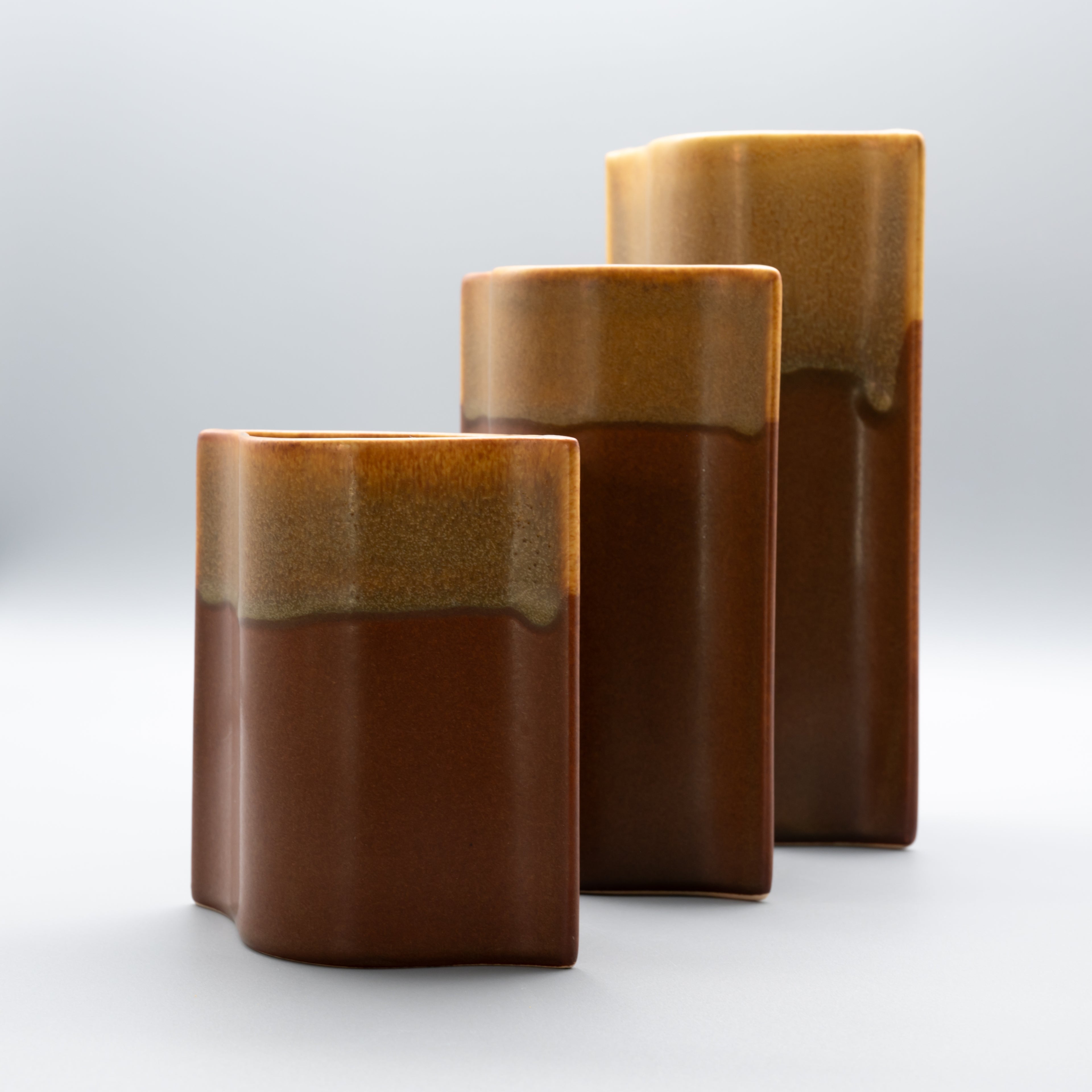 Pillowcase Ceramic Vase Trio – Karl & Ursula Scheid for Rosenthal, 1980s