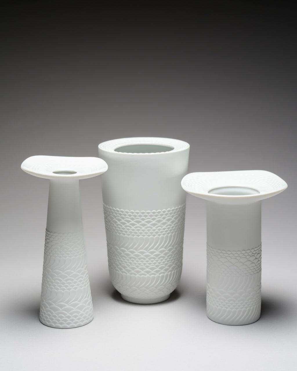 Relief Porcelain Vase Trio - Manfred Frey for AK Kaiser, 1970s