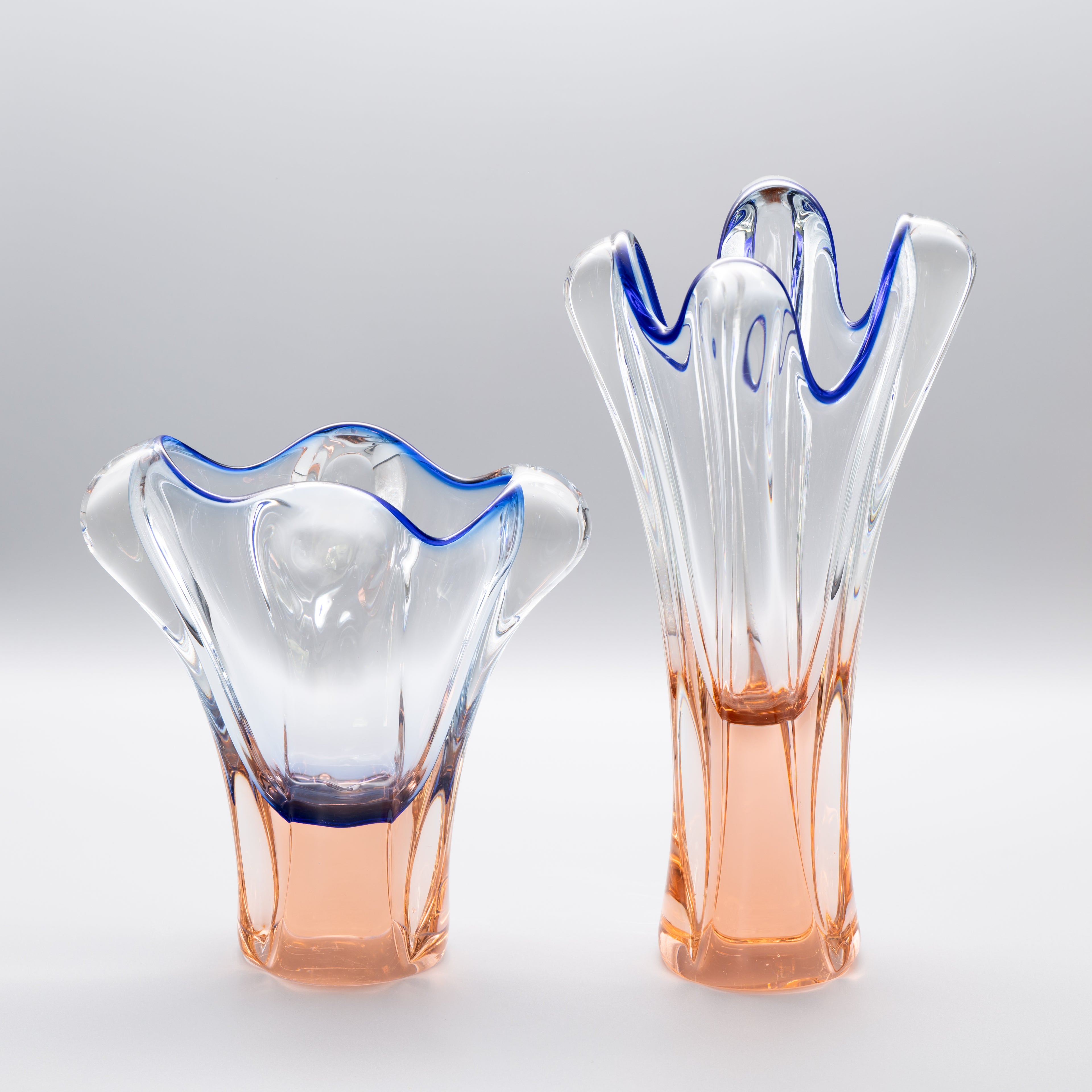 Blue and Pink Glass Duo – Josef Hospodka for Chřibská / Borské Sklo, 1960s