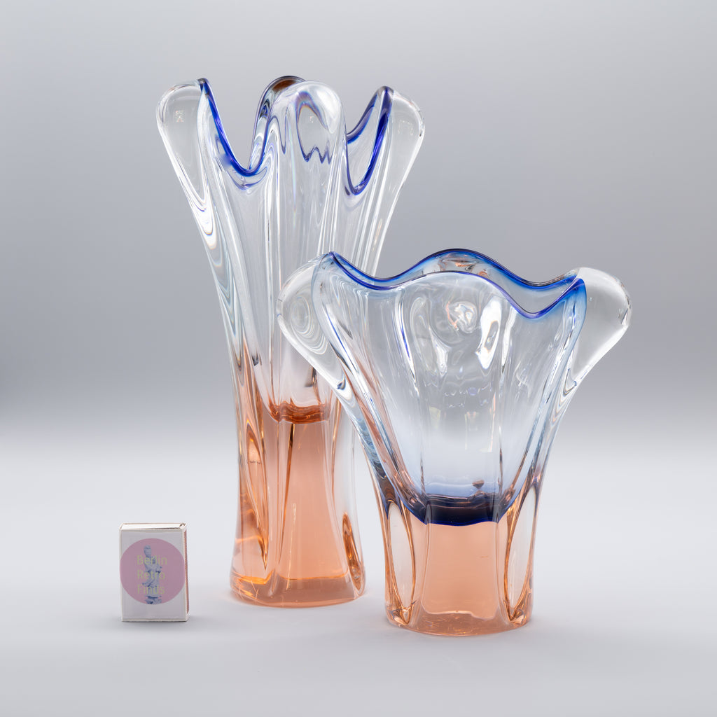Blue and Pink Glass Duo – Josef Hospodka for Chřibská / Borské Sklo, 1960s