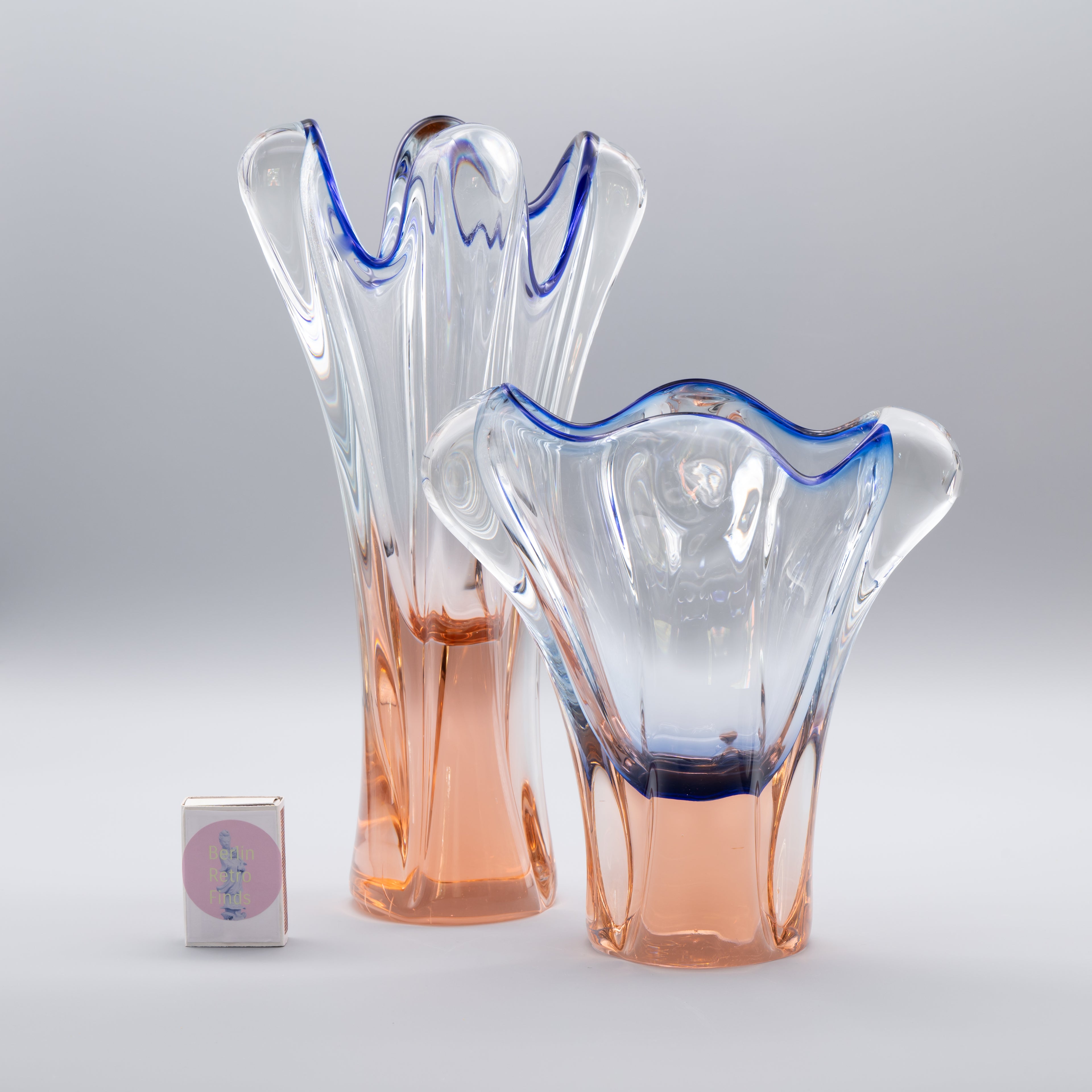 Blue and Pink Glass Duo – Josef Hospodka for Chřibská / Borské Sklo, 1960s