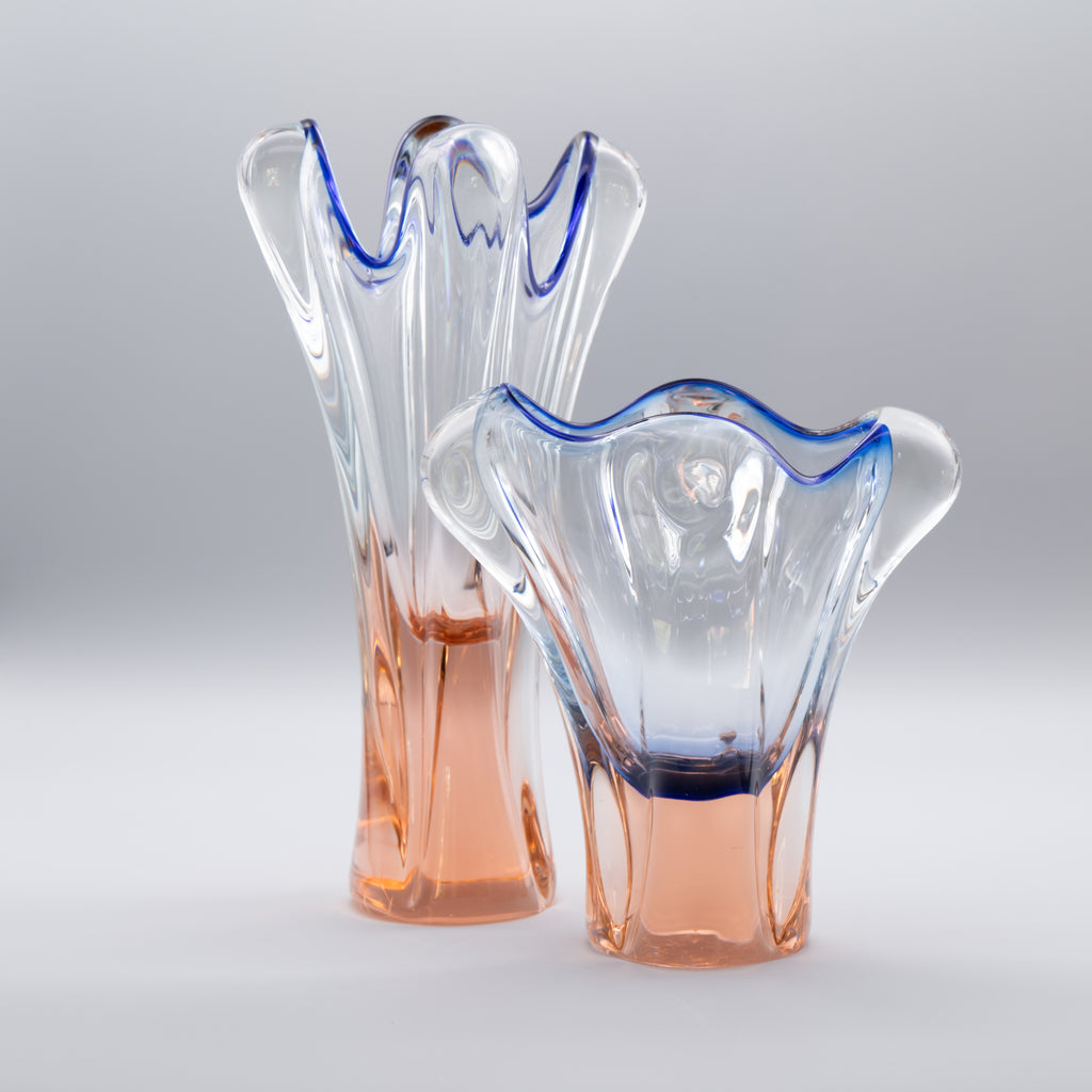 Blue and Pink Glass Duo – Josef Hospodka for Chřibská / Borské Sklo, 1960s