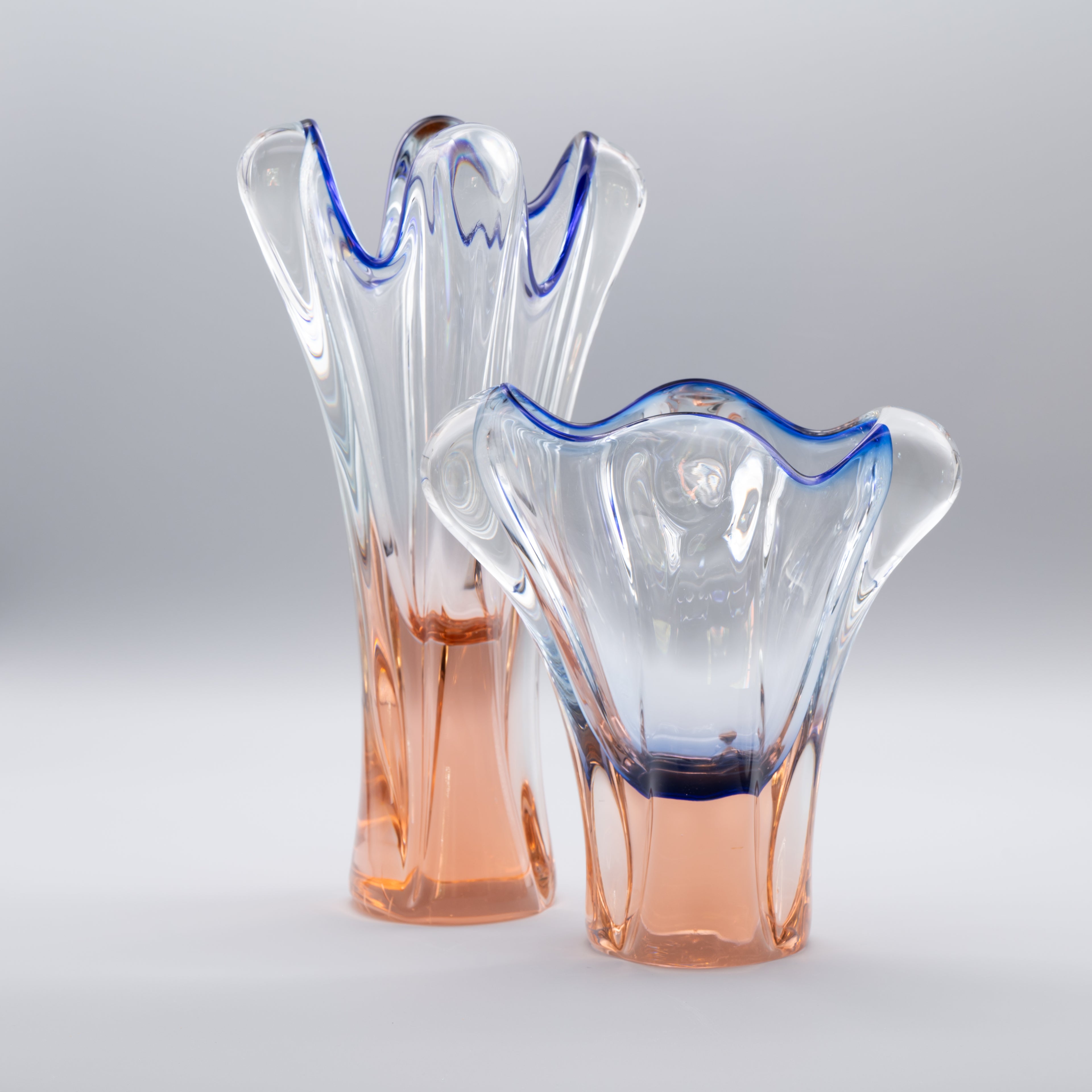 Blue and Pink Glass Duo – Josef Hospodka for Chřibská / Borské Sklo, 1960s