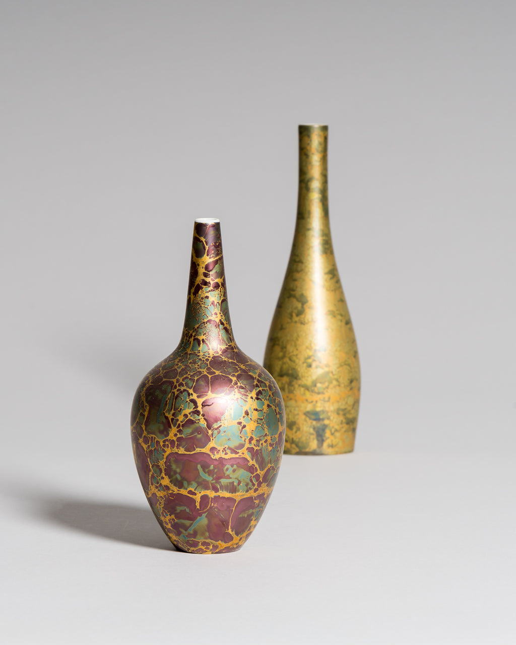Goldfeuer Vase Duo – Helmut Drexler for Rosenthal, 1970s–1980s