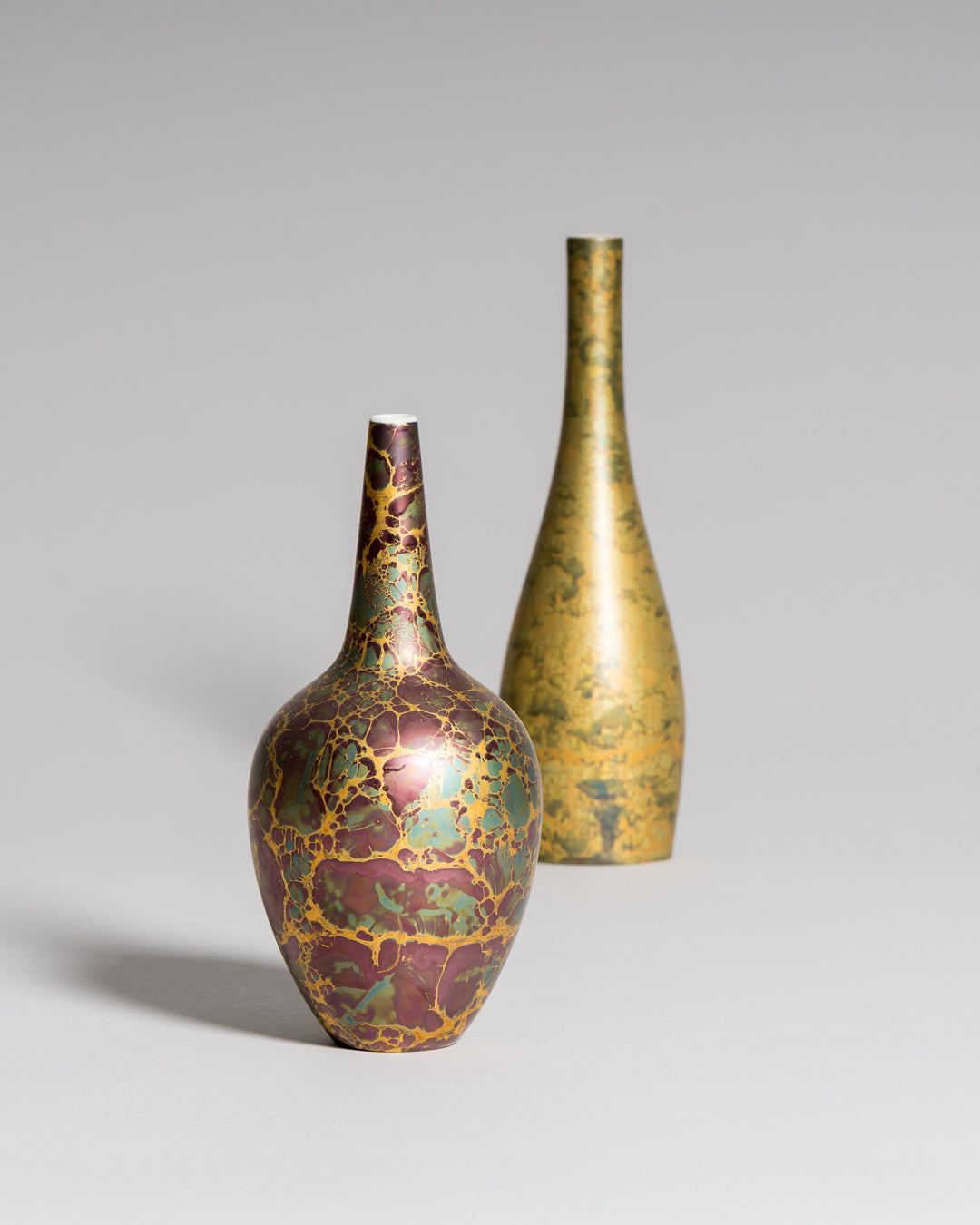 Goldfeuer Vase Duo – Helmut Drexler for Rosenthal, 1970s–1980s
