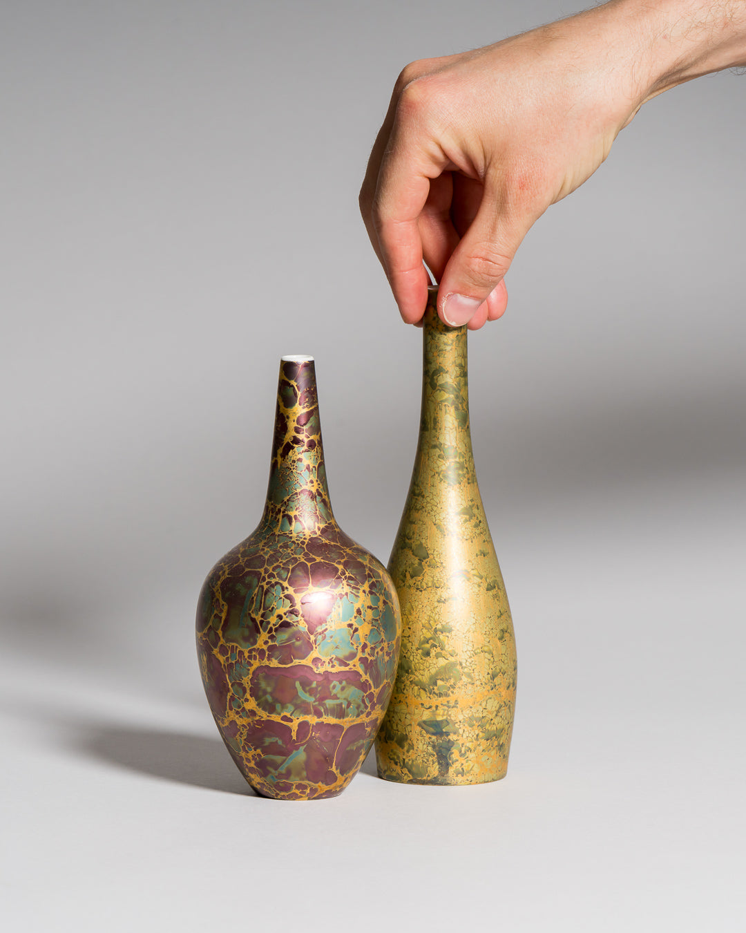 Goldfeuer Vase Duo – Helmut Drexler for Rosenthal, 1970s–1980s