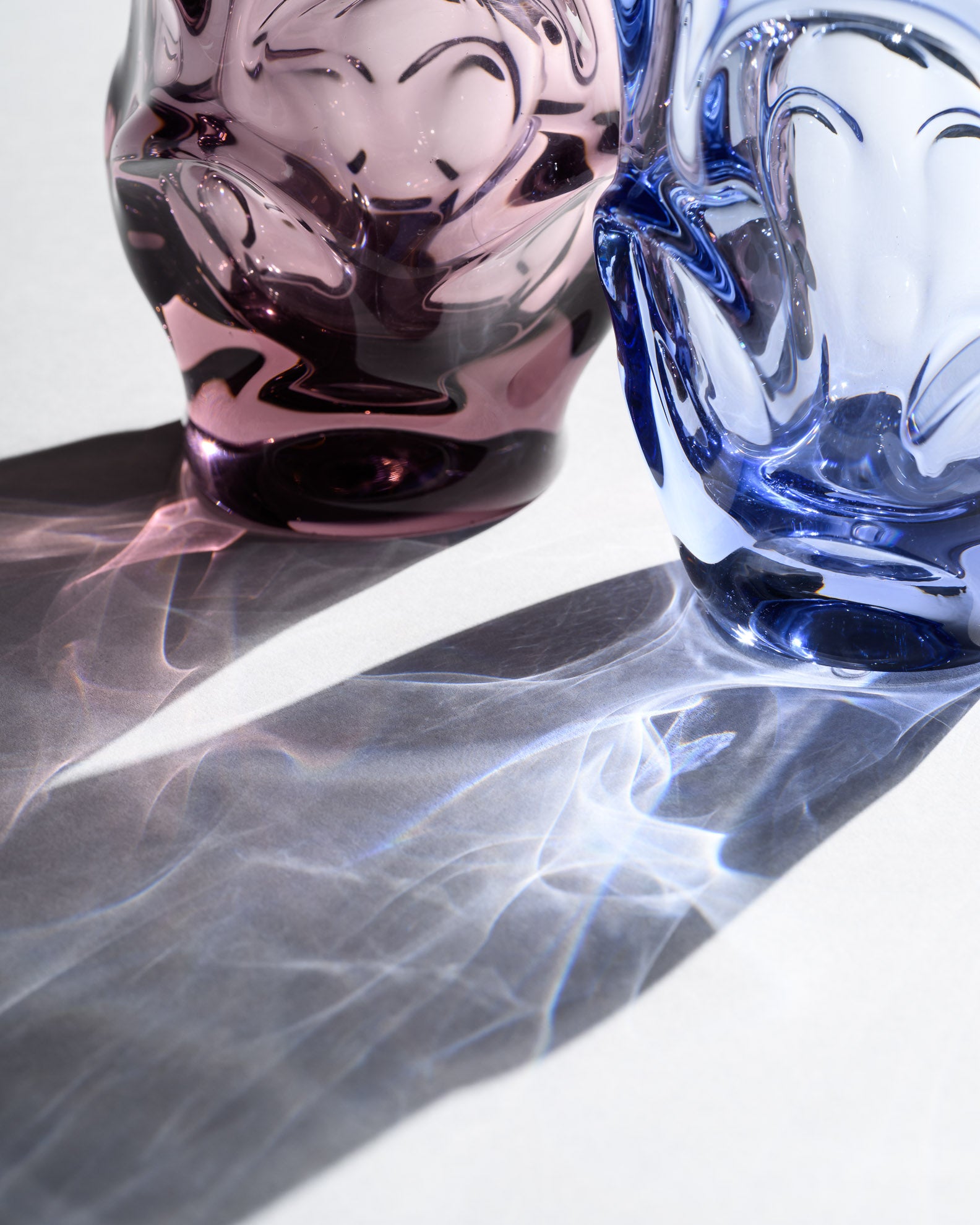 Lilac & Blue Art Glass Vase Duo – Jan Beranek for Skrdlovice, 1950s–1960s