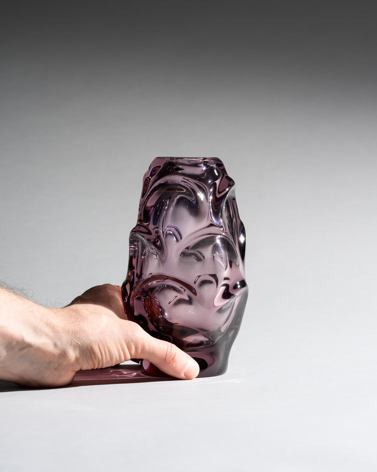 Lilac & Blue Art Glass Vase Duo – Jan Beranek for Skrdlovice, 1950s–1960s