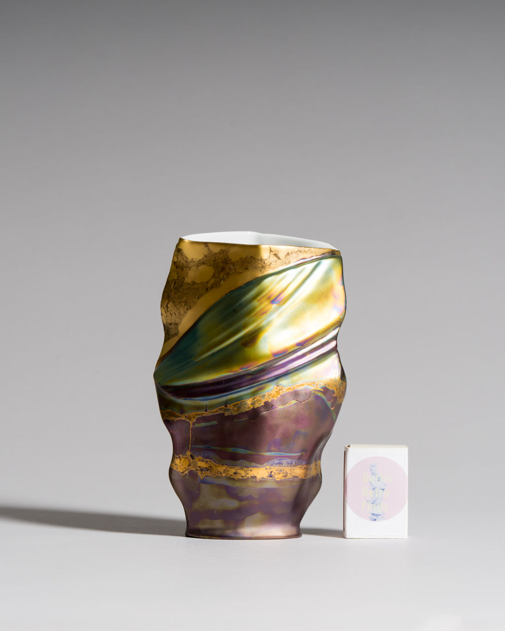Eosin Satin Porcelain Vase & Bowl Trio – Johan van Loon Forms & Helmut Drexler for Rosenthal, 1990s