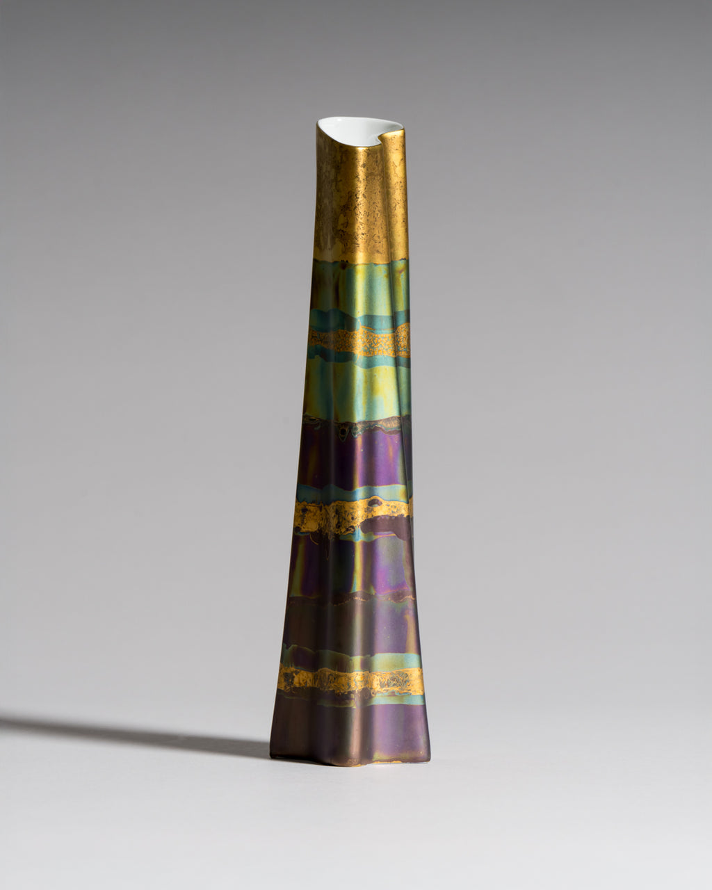 Eosin Satin Porcelain Vase & Bowl Trio – Johan van Loon Forms & Helmut Drexler for Rosenthal, 1990s