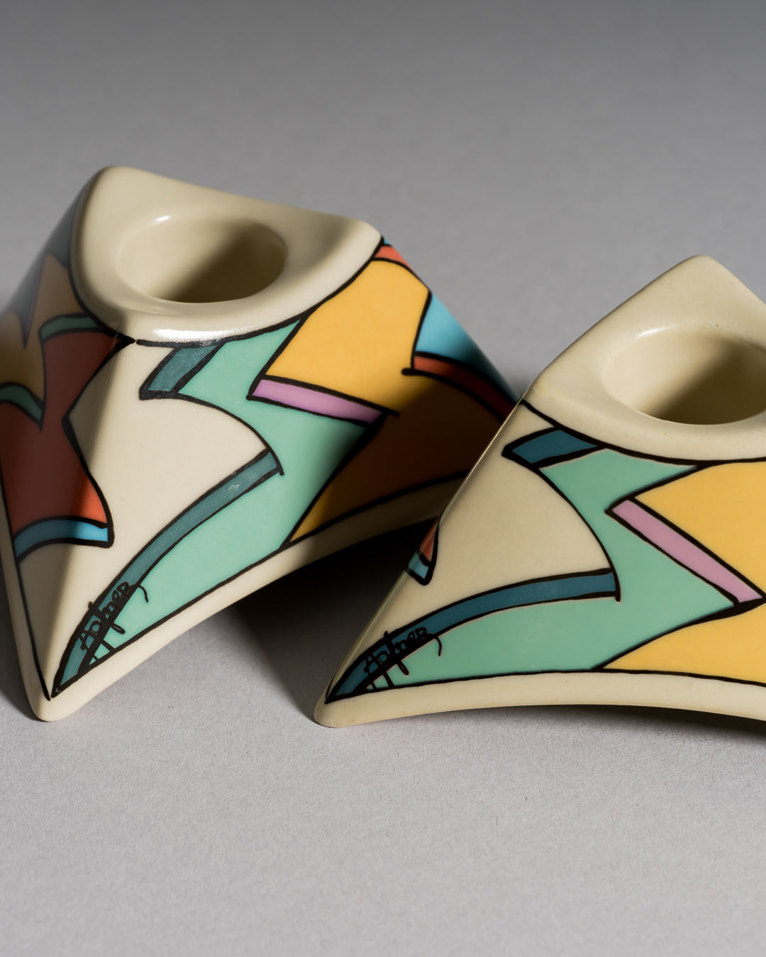 Flash Porcelain Vase Duo & Candleholder Pair – Dorothy Hafner for Rosenthal, 1980s