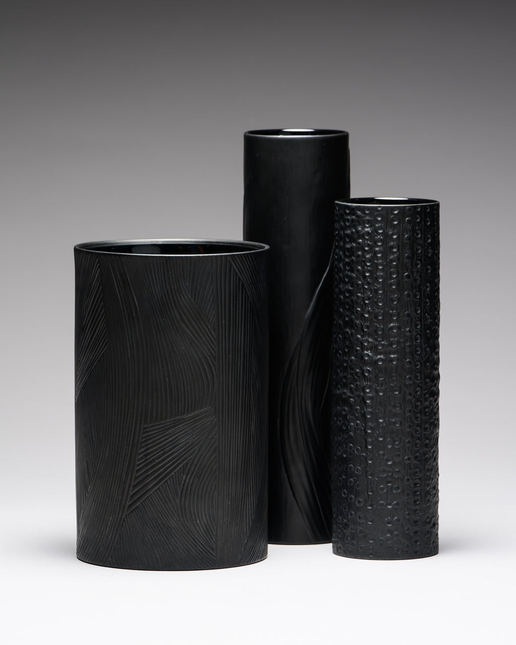 Black Bisque Porcelain Trio – Freyer, Lashai and Schreib for Rosenthal, 1970s–1980s