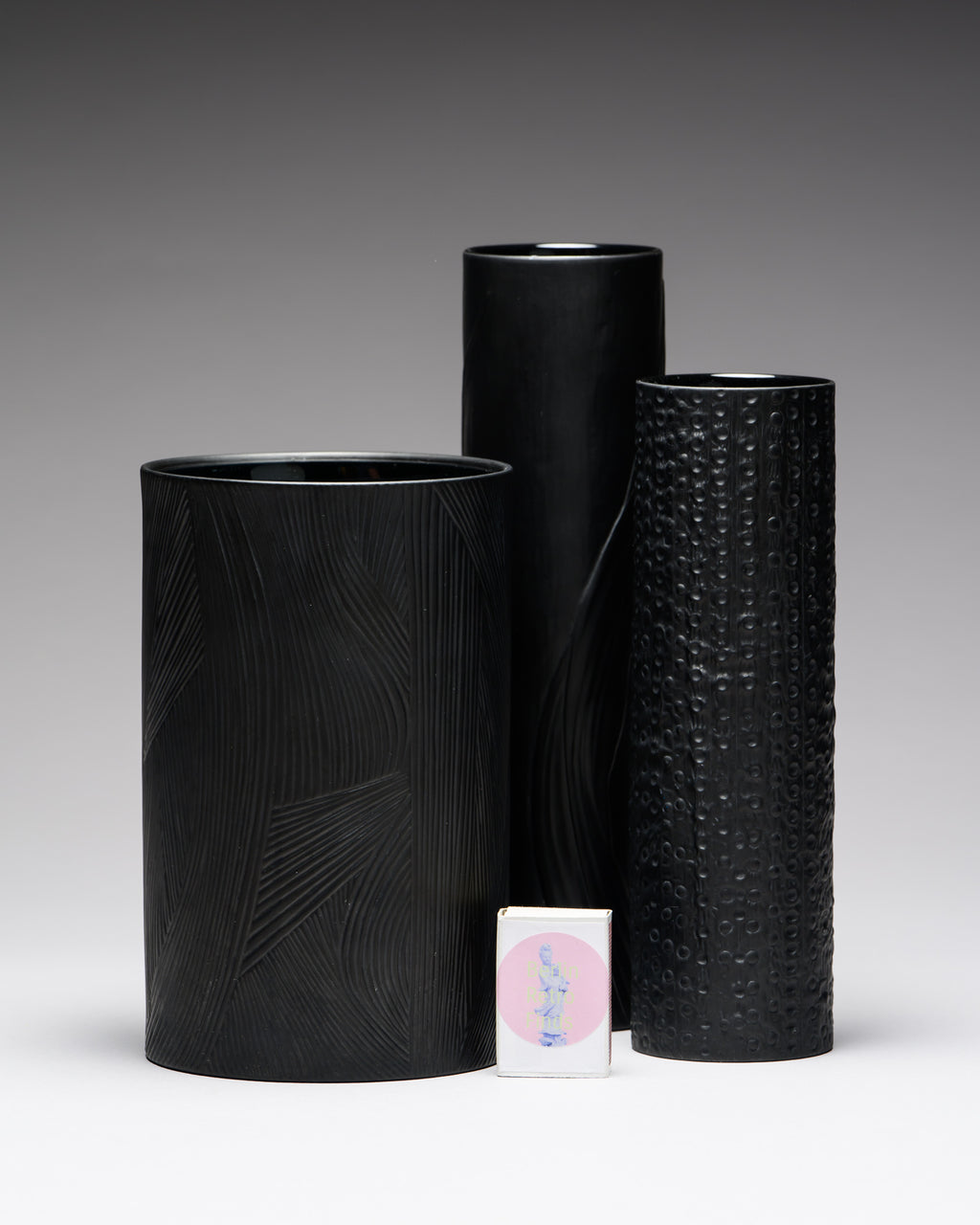 Black Bisque Porcelain Trio – Freyer, Lashai and Schreib for Rosenthal, 1970s–1980s