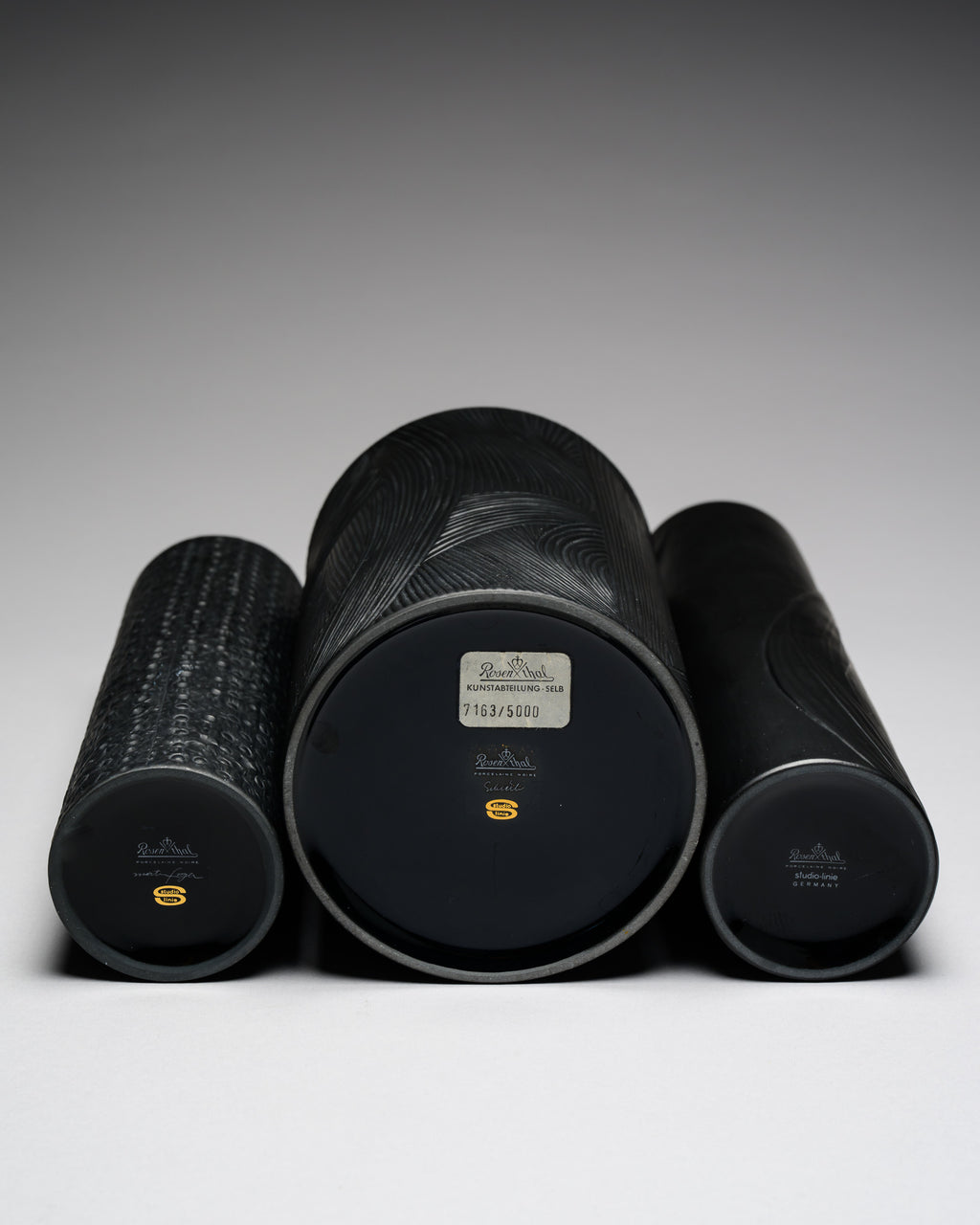 Black Bisque Porcelain Trio – Freyer, Lashai and Schreib for Rosenthal, 1970s–1980s