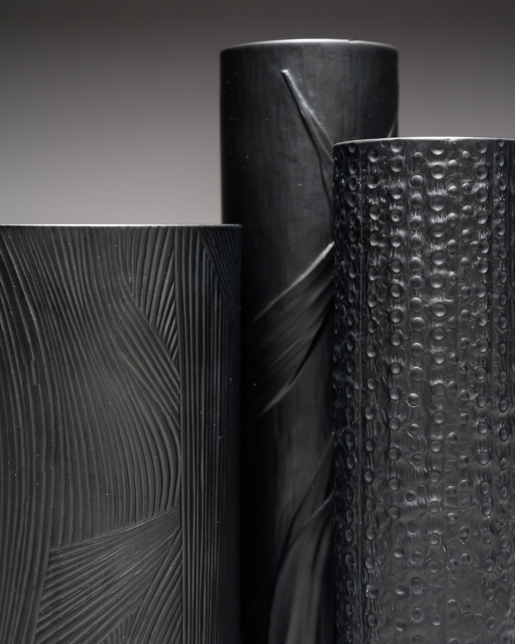 Black Bisque Porcelain Trio – Freyer, Lashai and Schreib for Rosenthal, 1970s–1980s